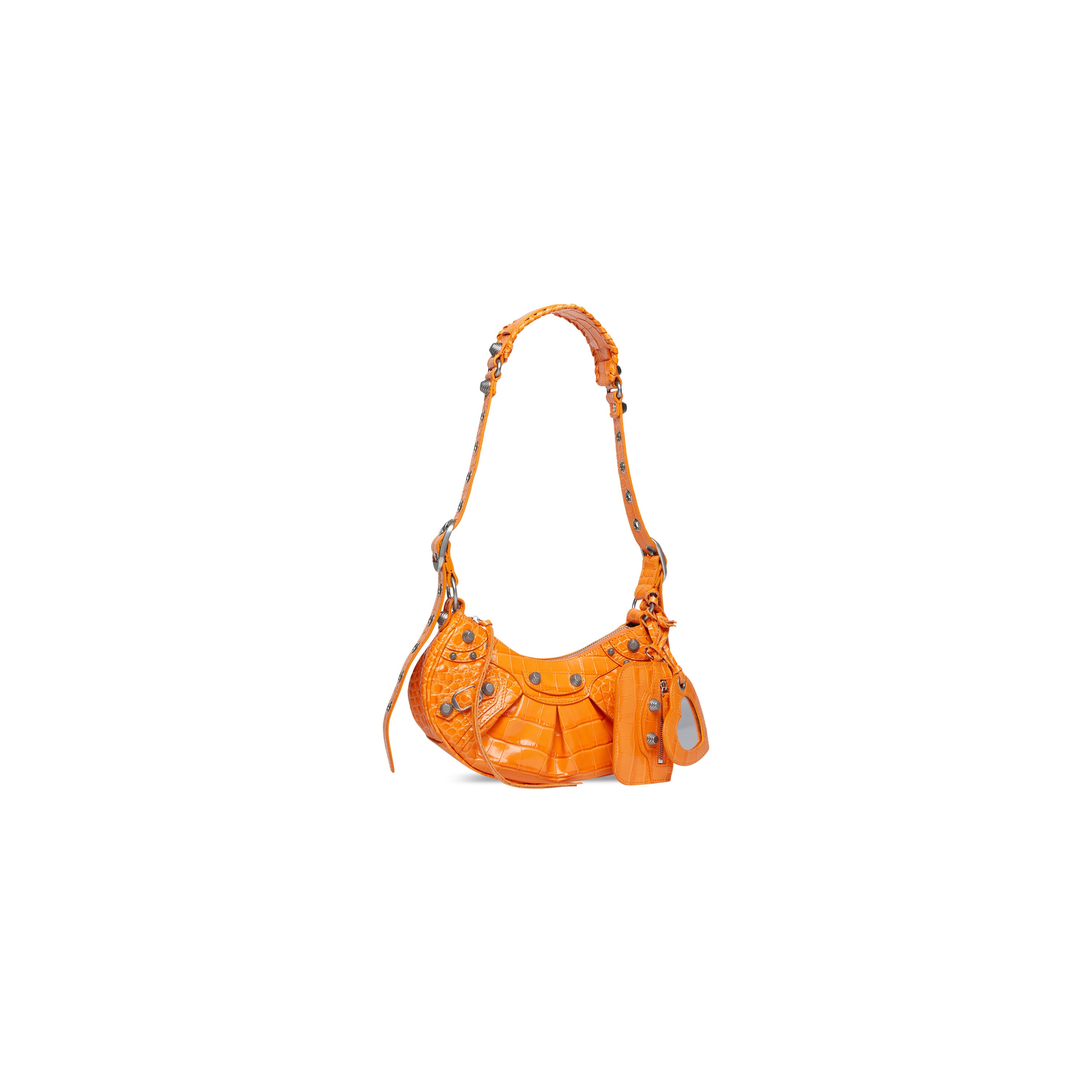 WOMEN'S LE CAGOLE XS SHOULDER BAG CROCODILE EMBOSSED IN ORANGE - Replicaclubs
