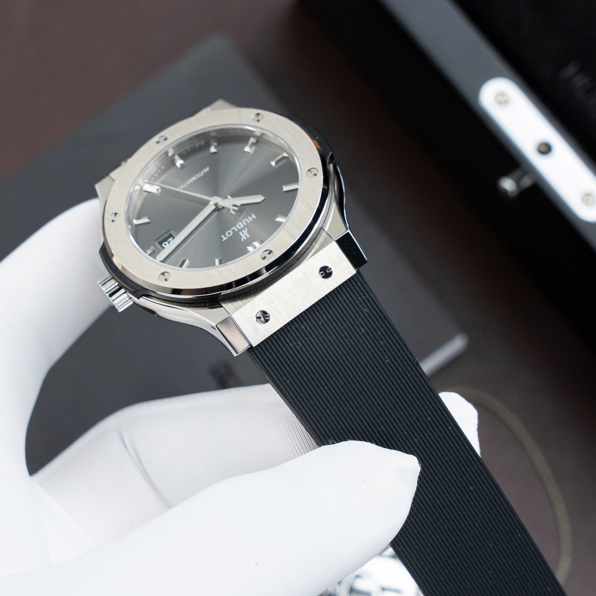 Hublot Classic Fusion Titanium Gray Dial Replica Watches Movement SW300 Rubber Strap 42mm - Top club
