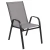 BizChair 5 Pack Black Outdoor Stack Chair with Flex Comfort Material and Metal Frame - Image 42