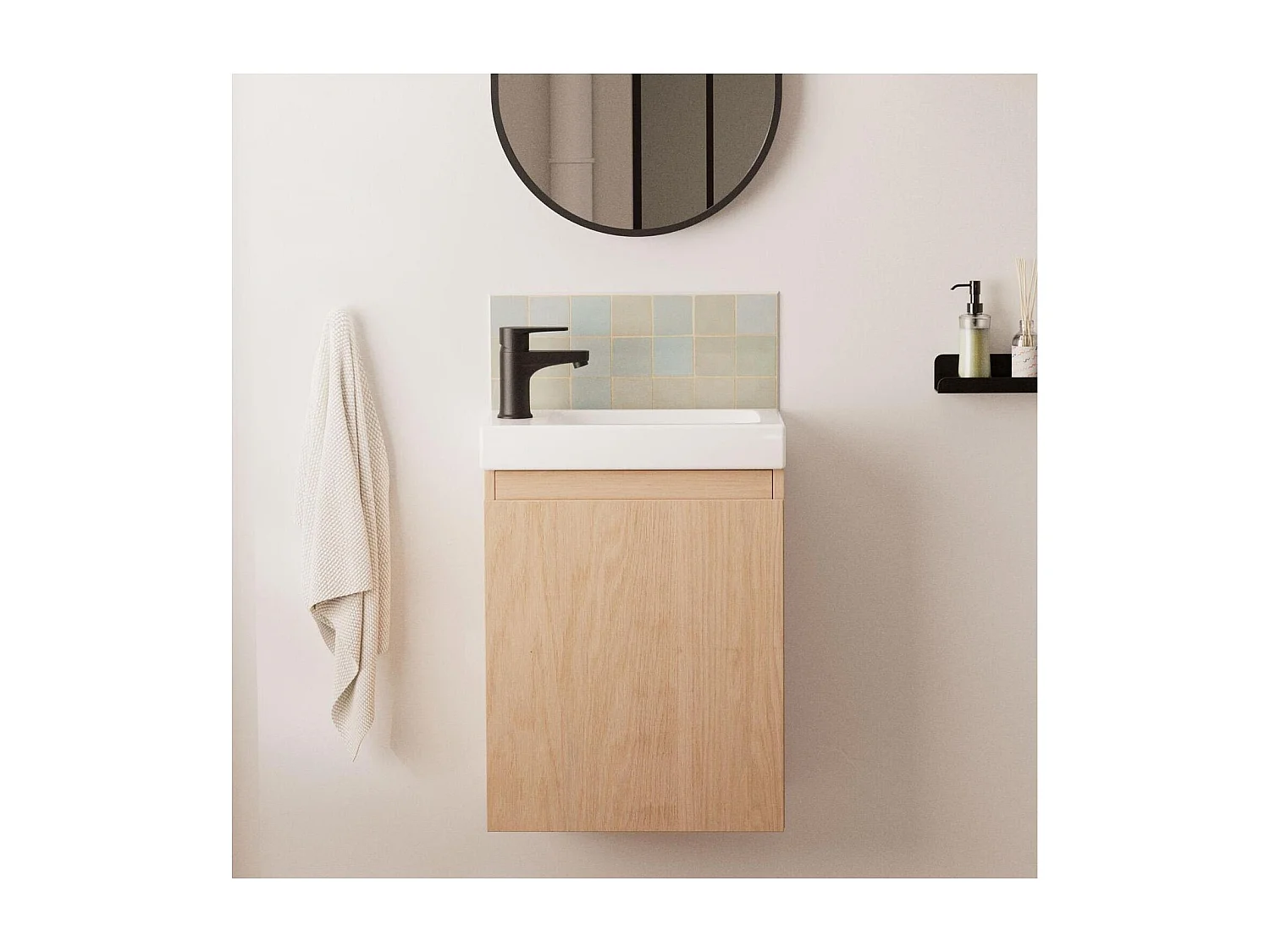 Meuble lave-mains LISA + robinet noir