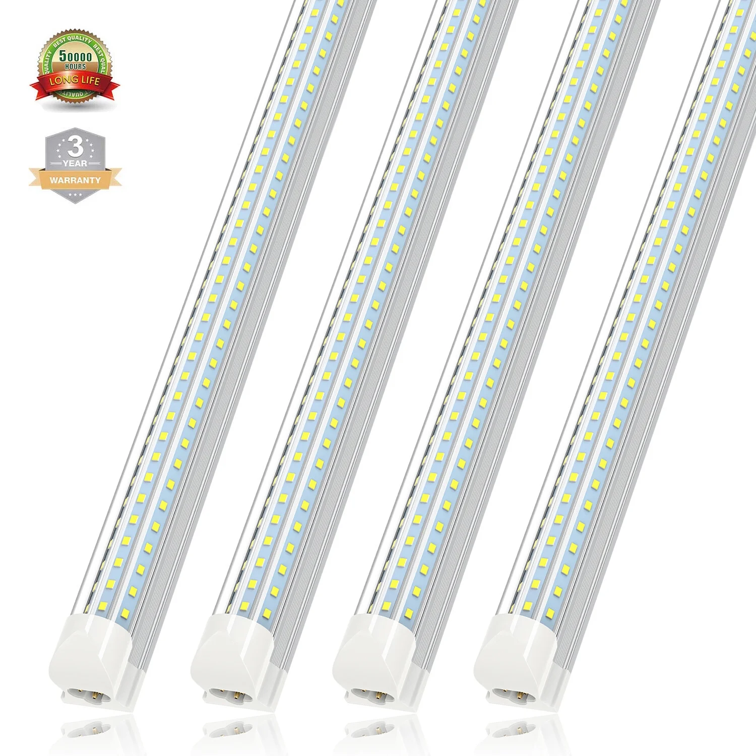 4Pcs T8 8FT LED Tube Lights 120W 6000K LED Shop Light Fixtures Garage Ceiling