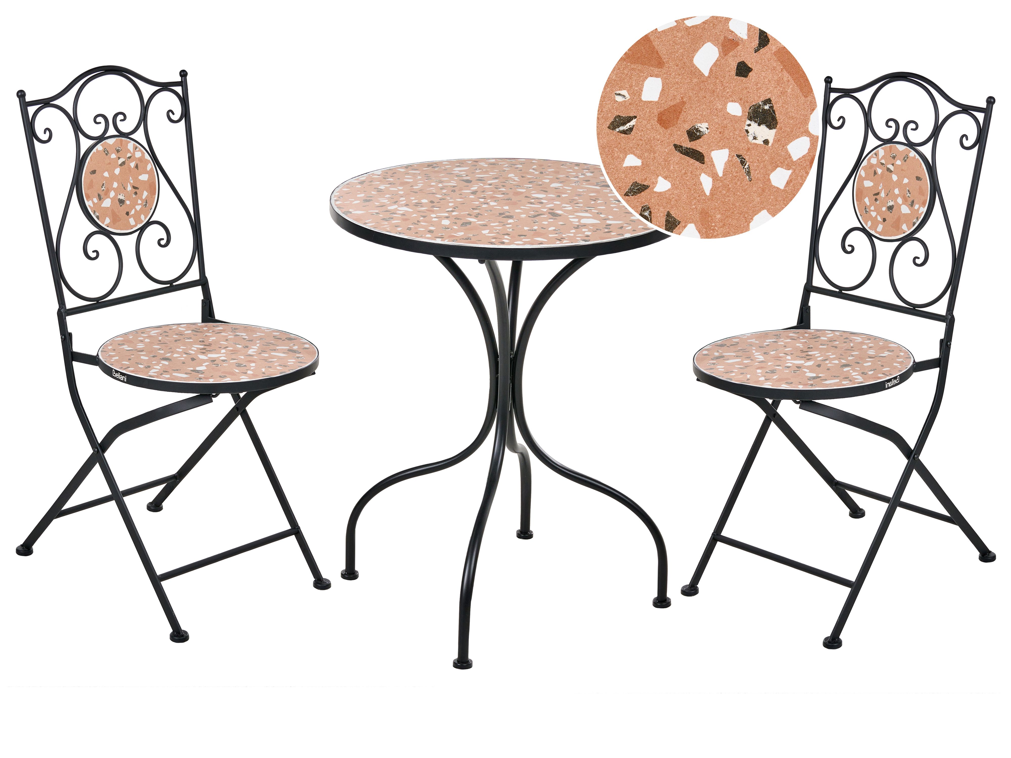 Bistro Set Folding ADRANO Metal Black