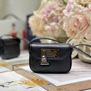 Lock Messenger Pouch Black/Beige For Women 4.5in/11cm1:1High-quality replica