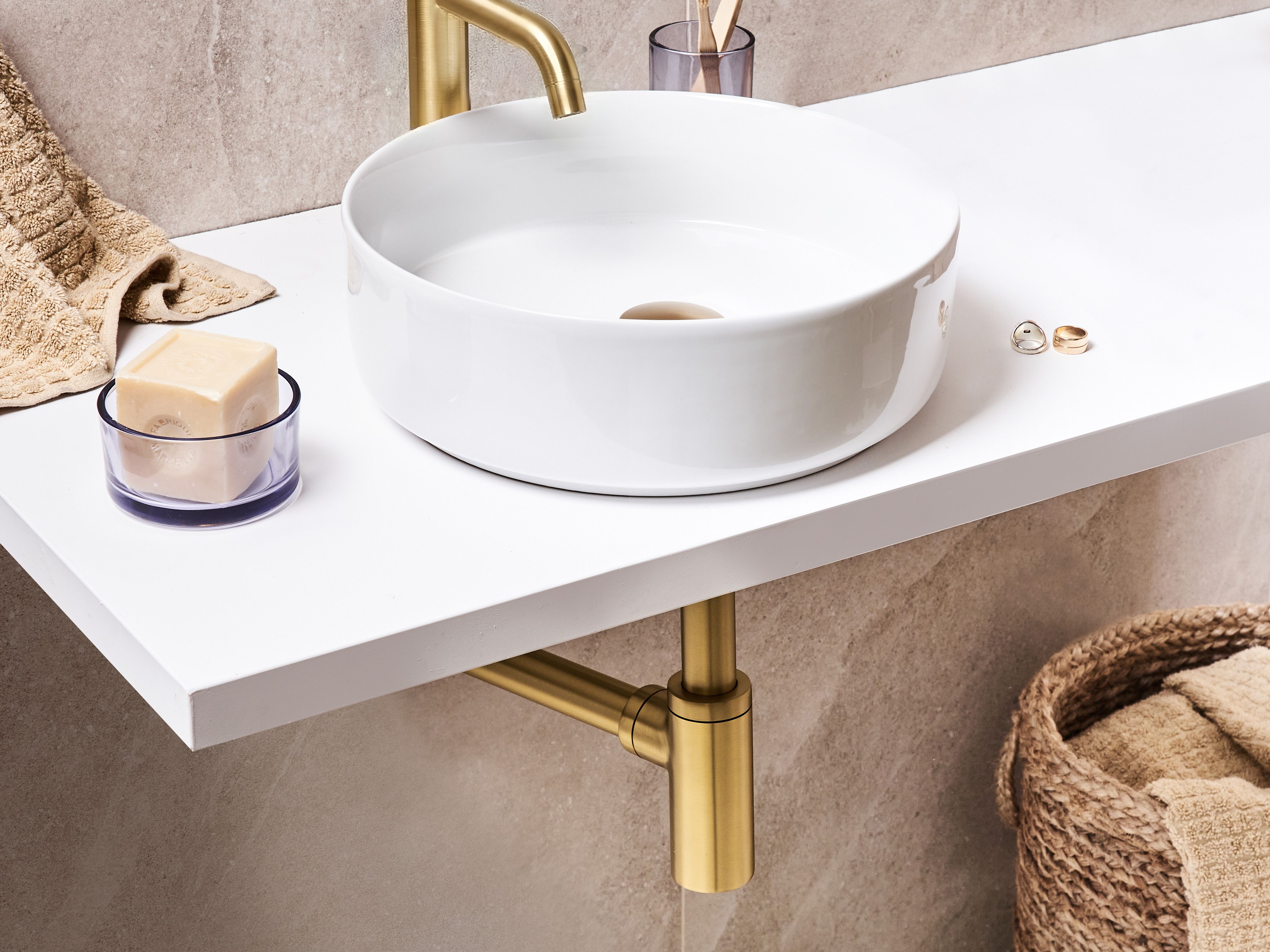 Basin Bottle Trap with Click Clack Waste MAFREDI Brass Gold