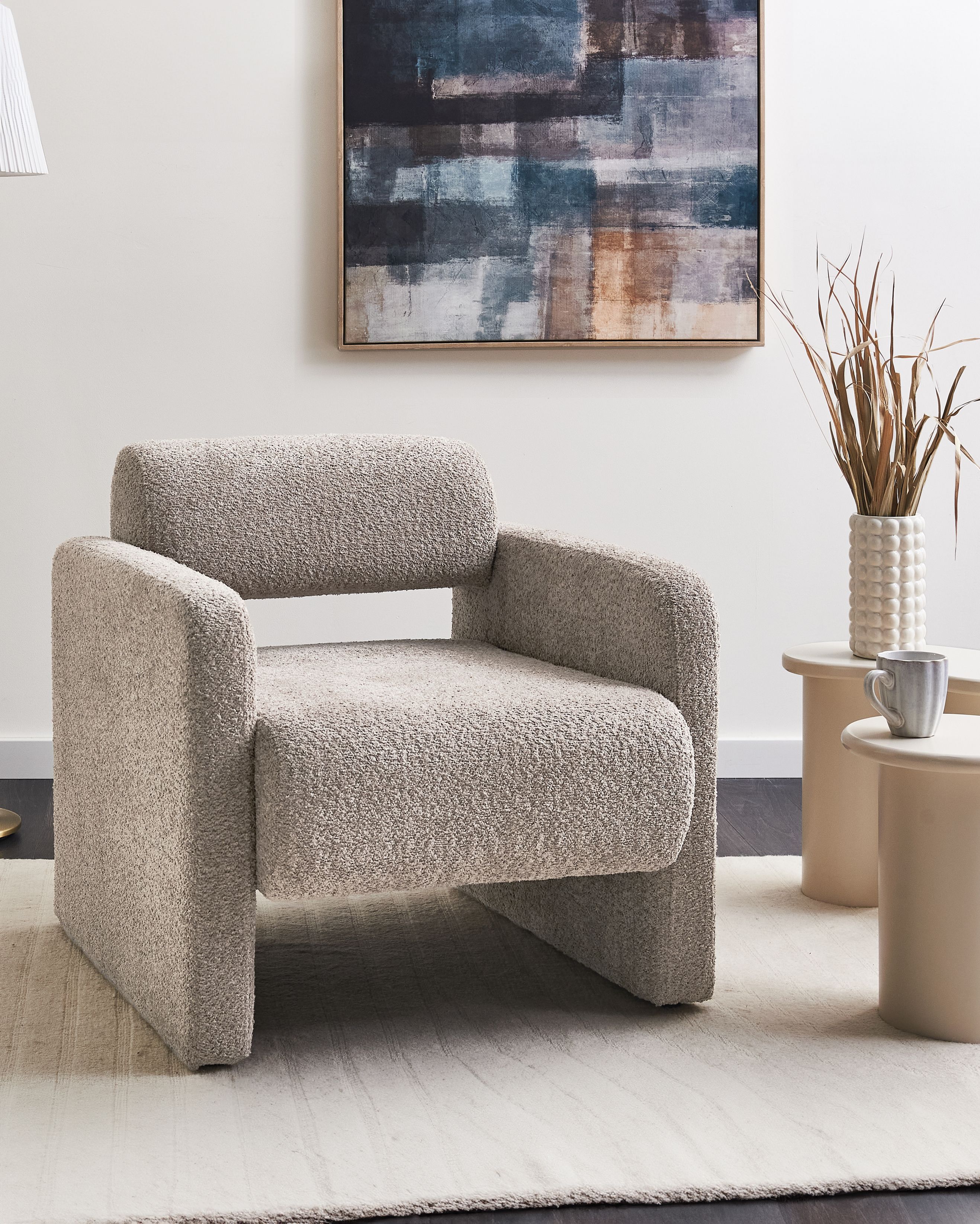 Armchair HALLSBERG Boucle Taupe