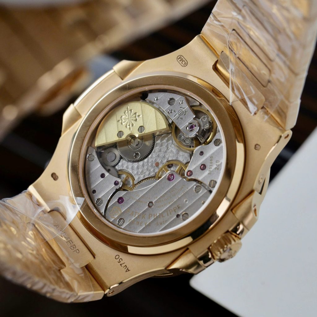 Patek Philippe Nautilus 5724R Gray Dial Replica Watch Gold Wrapped + Moissanite Diamonds PPF 40mm - Top club