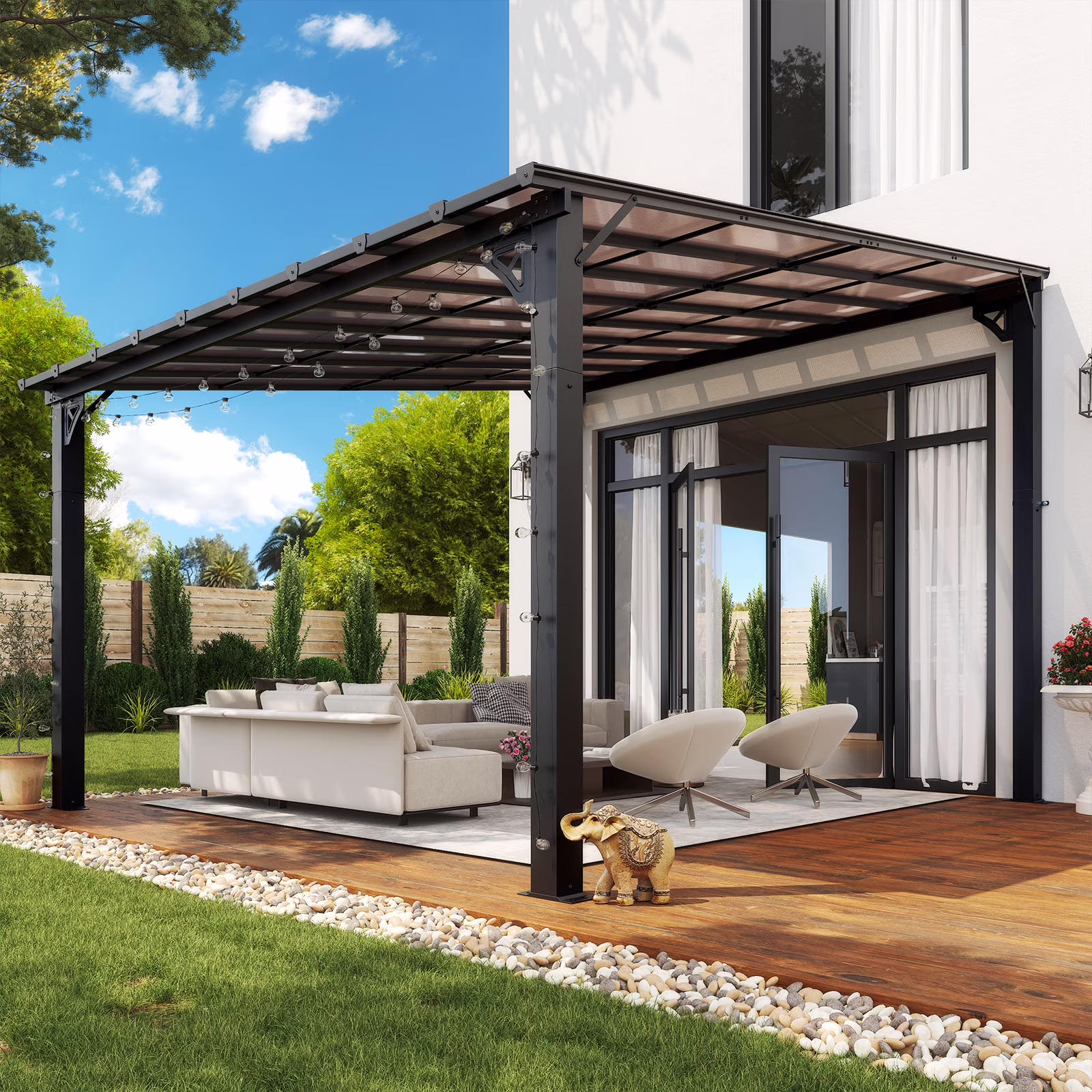 Aoxun 8' x 5' Gazebo for Patio, Gazebo Pergola with Sloped Roof, Grill Gazebo Large Wall-Mounted Heavy Duty Awnings, for Backyard, Deck, Patio - Image 11