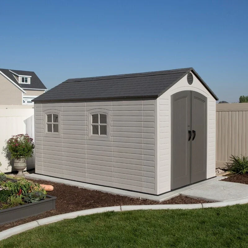 Plastic Storage Shed, 8 ft. W x 12.5 ft. D, Desert Tan And Dark Brown - Image 25 Plastic Storage Shed, 8 ft. W x 12.5 ft. D, Desert Tan And Dark Brown - Image 25