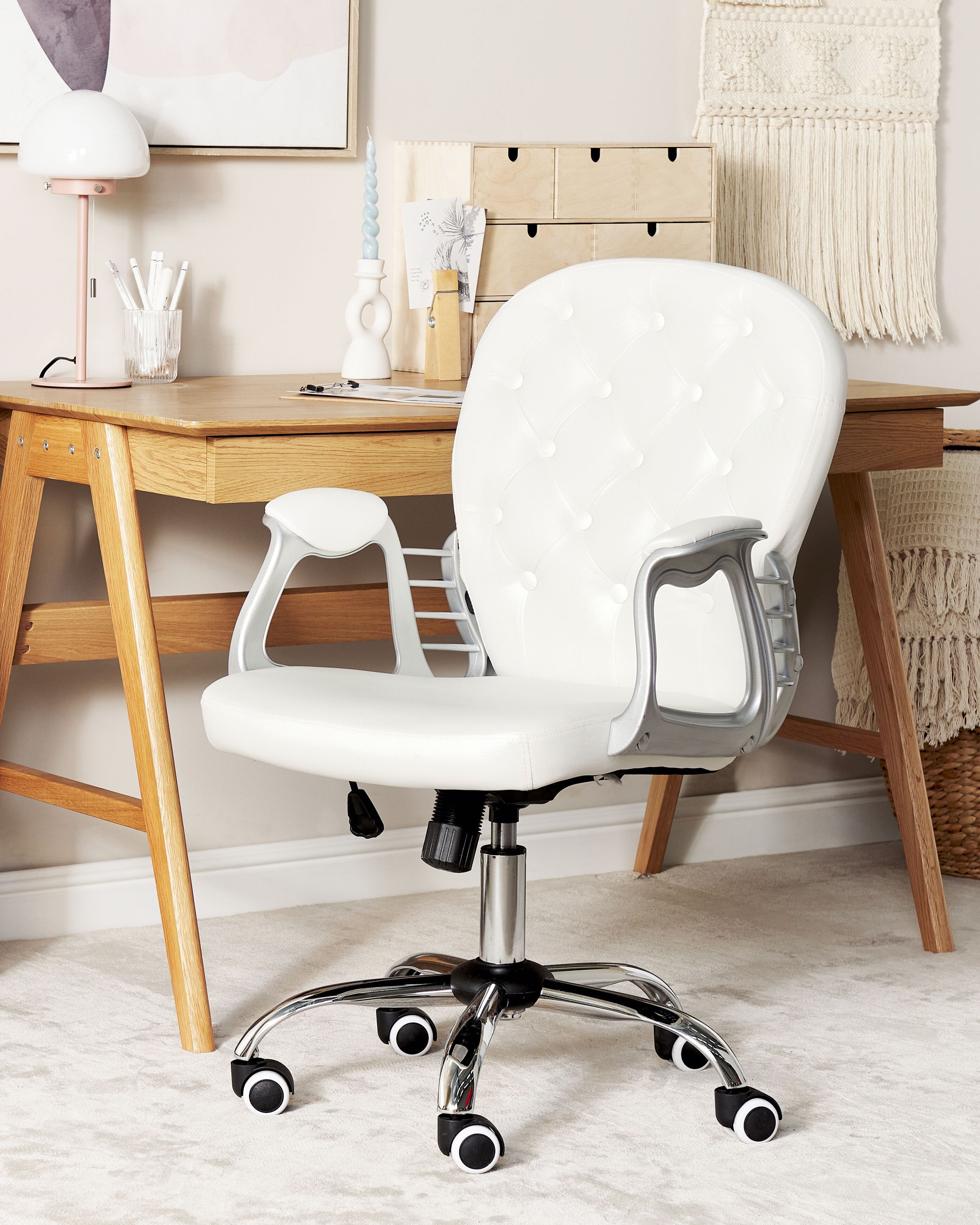 Office Chair PRINCESS Faux Leather White