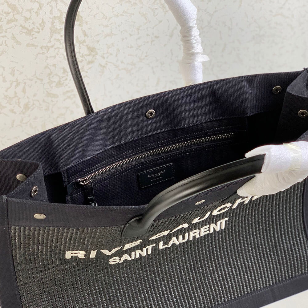 YSL Rive Gauche Large Tote Bag In Embroidered Raffia and Leather1:1High-quality replica