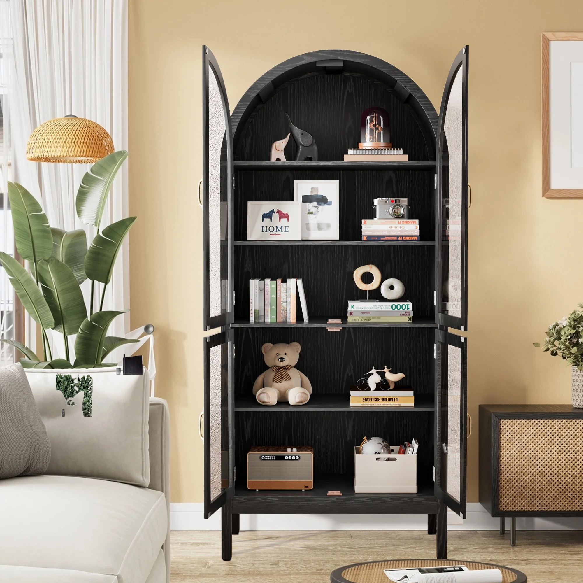 Fiogmub Tall Arched Storage Display Cabinet, Arched Pantry Cabinet with Doors, Acrylic Glass Doors - Image 14