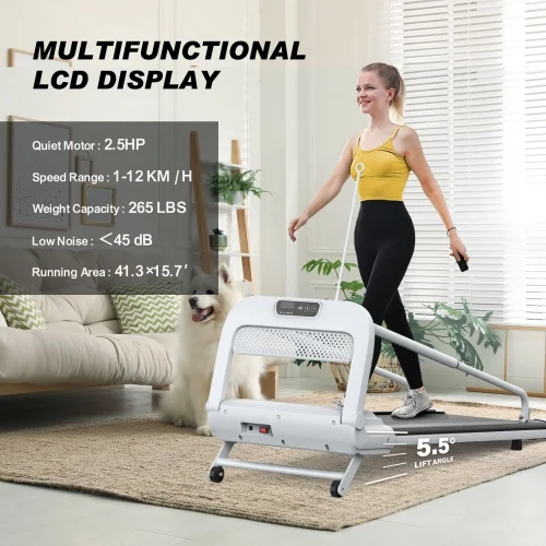 Under Desk Treadmill, Walking Pad, 2 in 3 Portable Treadmill with Handle Remote Control LED Display, Walking Jogging Machine for Home Office Use