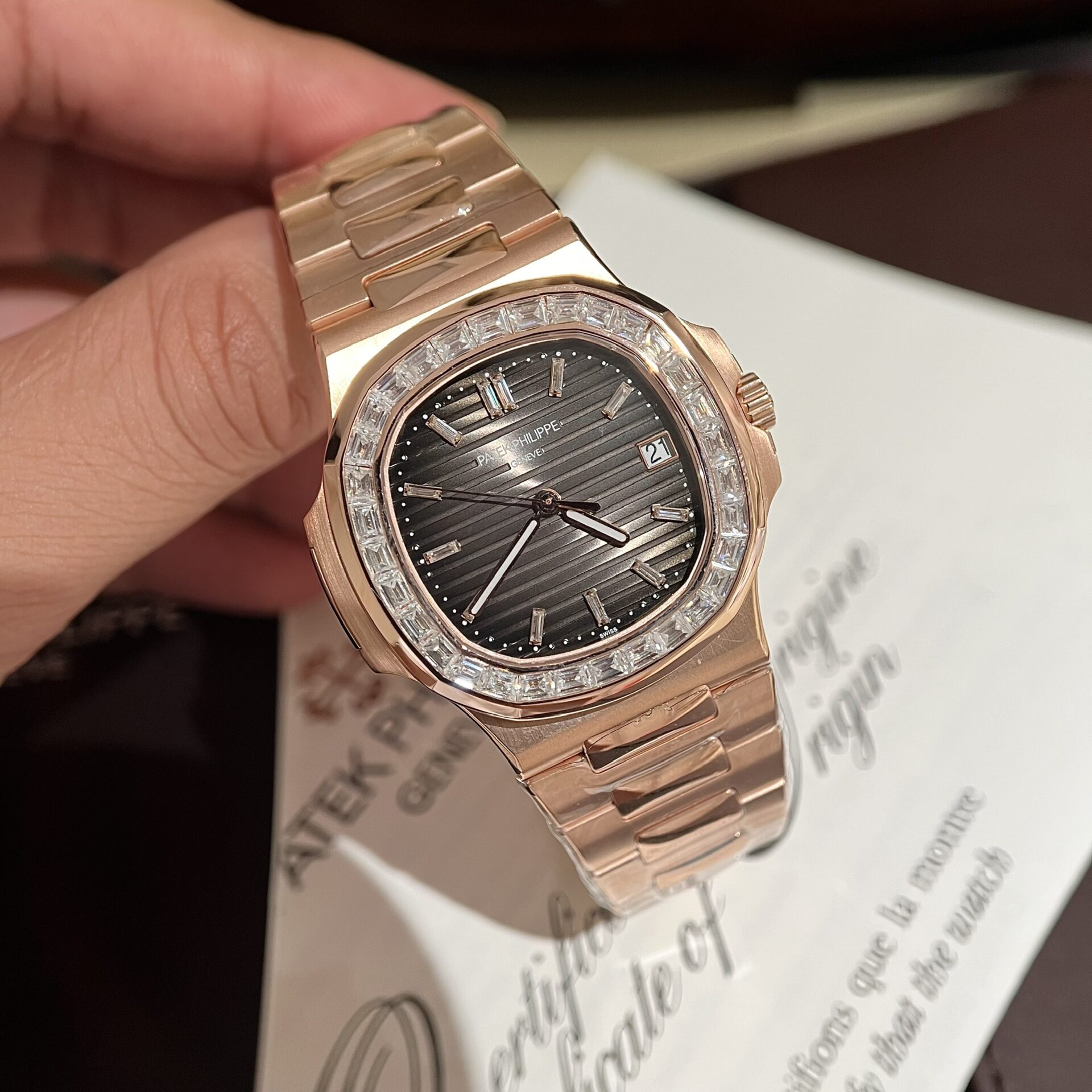Patek Philippe Replica Watch Nautilus 5723 Gold Wrapped Moissanite Diamonds 40mm - Top club