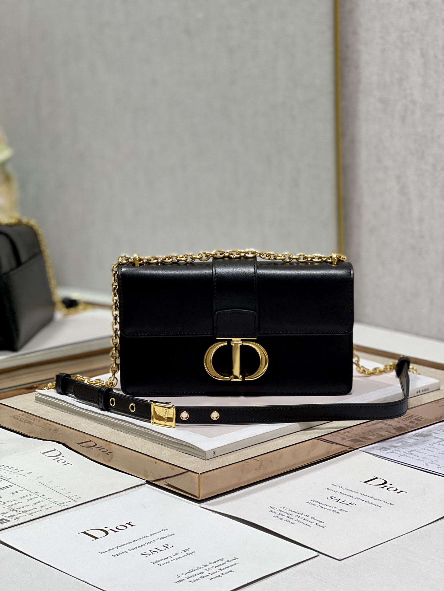 Dior Christian Dior 30 Montaigne East West Bag With Chain Black For Women 8.5in/21.5cm1:1High-quality replica