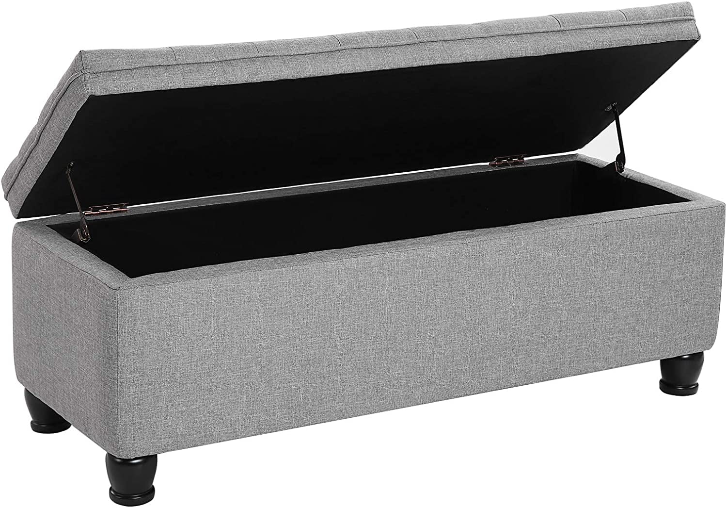 SONGMICS 46.5" Storage Ottoman Bench Storage Bench Bedroom Bench 330lb Load Capacity Solid Wood Legs Light Gray - Image 18