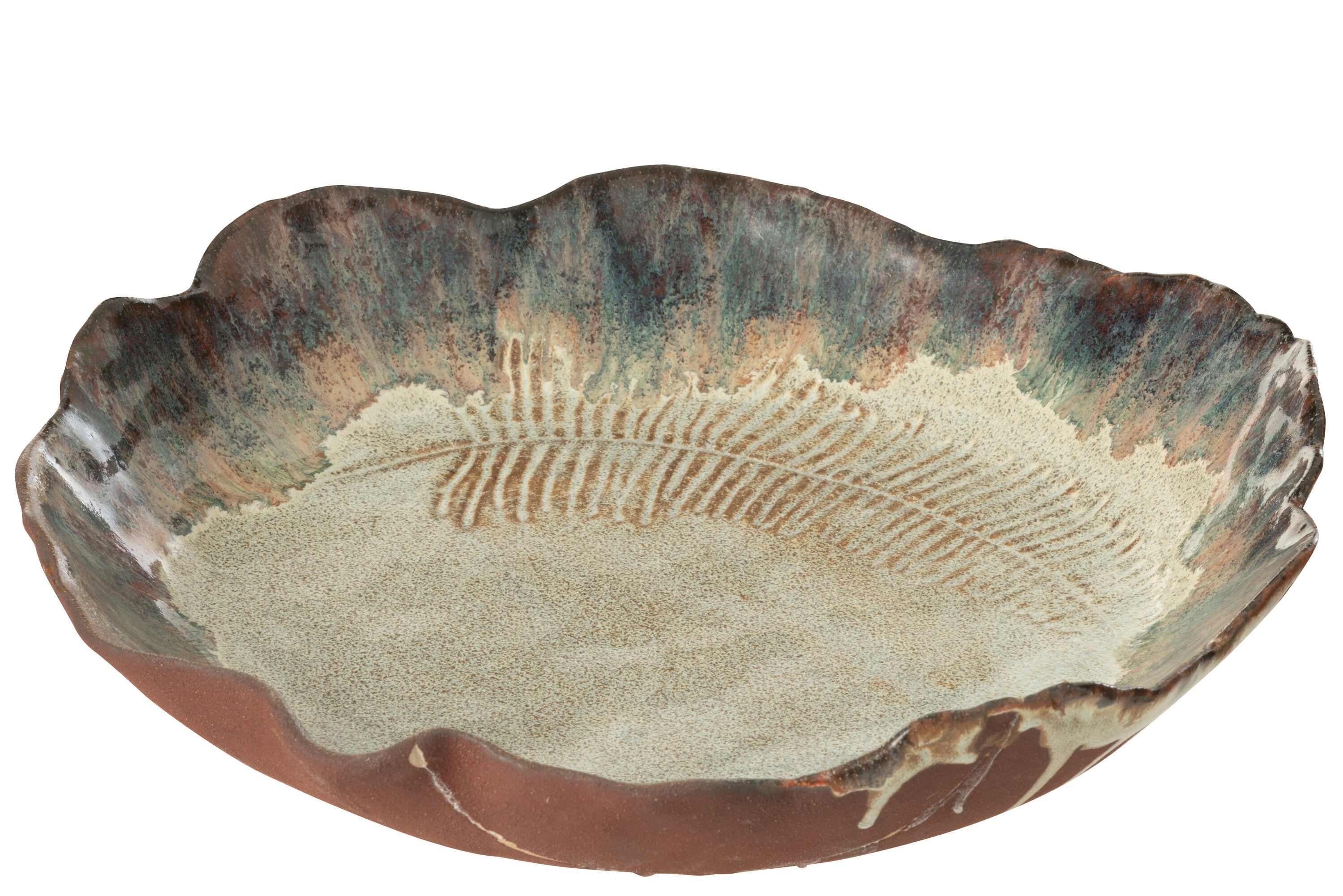 J-Line plateau Decoratief Naga - keramiek - roest bruin - la