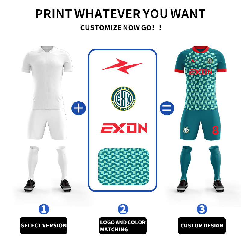Geometric Emerald Mosaic Soccer Shirt with Crimson Accents - exonsport6