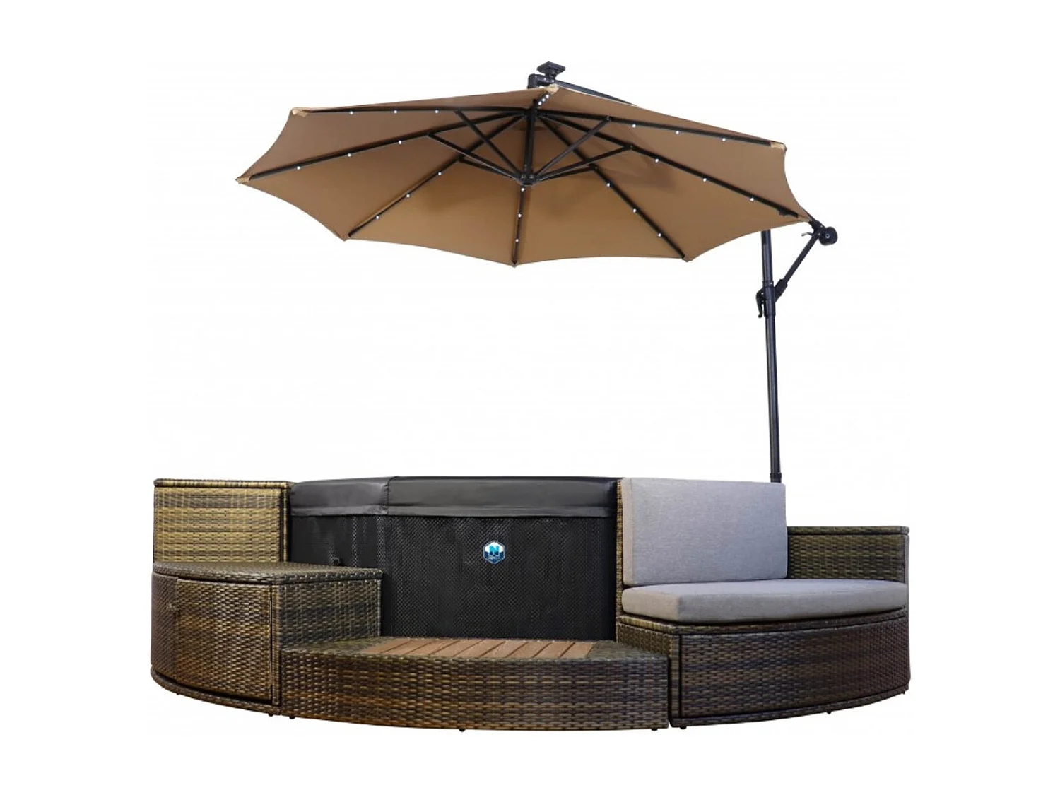 Spa Netspa Semi-Rigide Octogonal Octopus 4+2 Places 1000l 193x73cm + Mobilier + Parasol - Portable Chauffage/Filtration