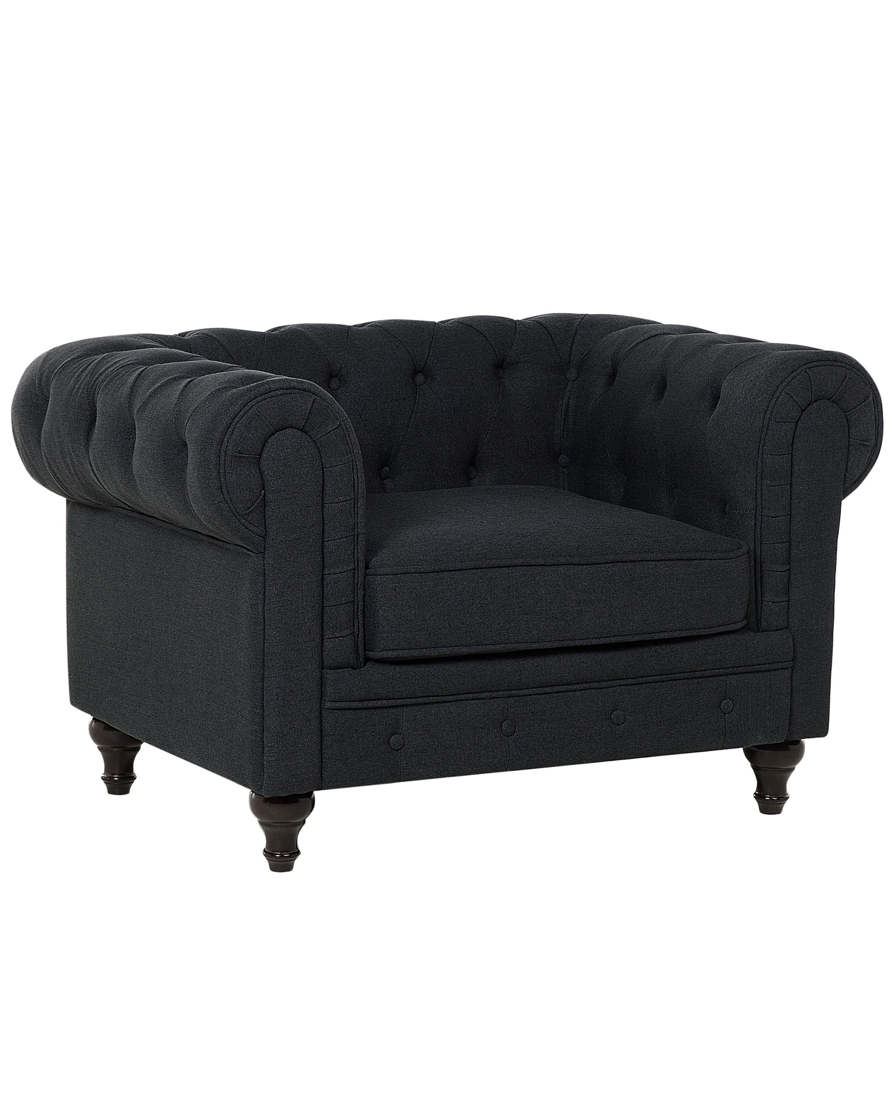 Armchair CHESTERFIELD Fabric Graphite Grey