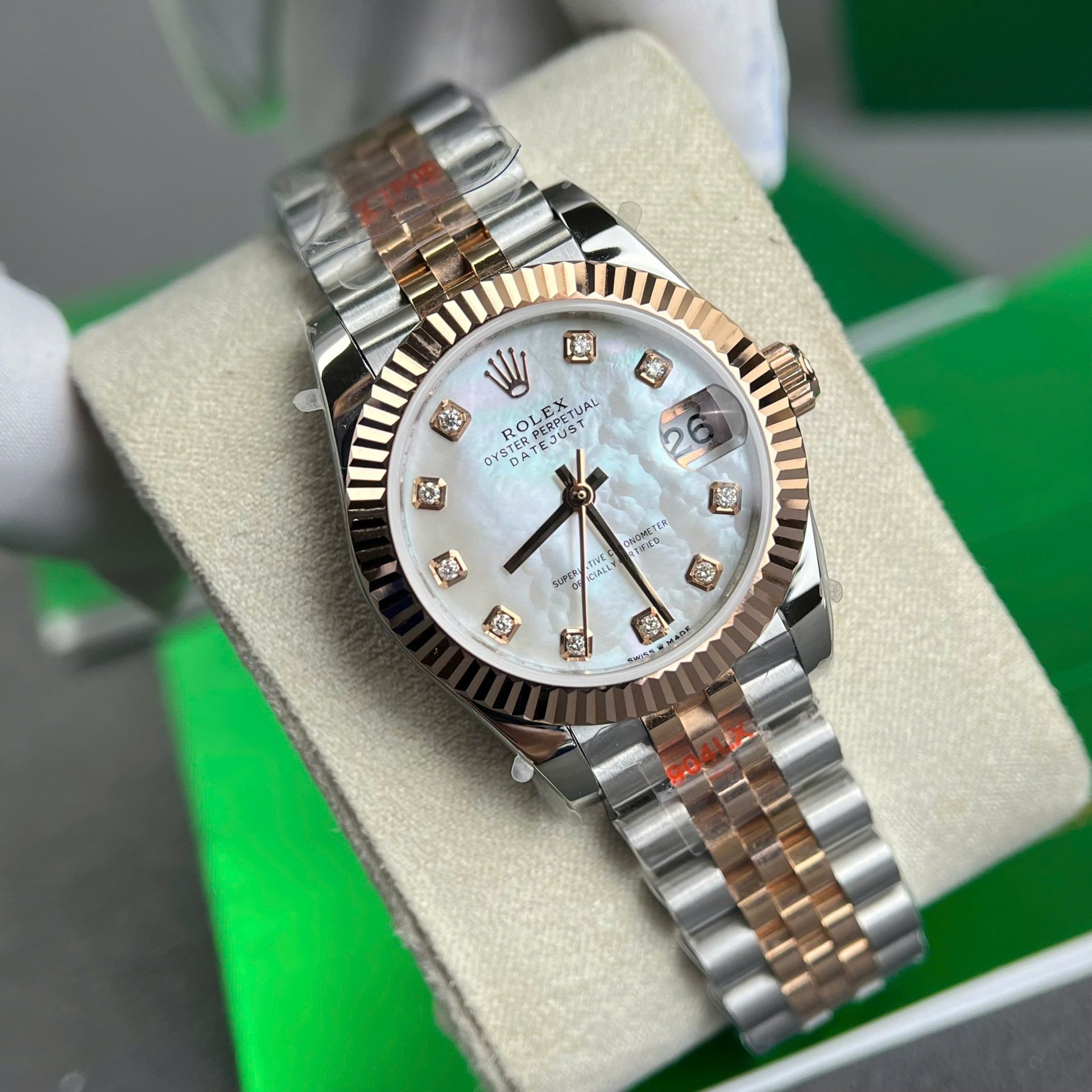 Rolex DateJust Replica Watch Gold Wrapped + MOP Dial Natural Diamond Markers GM Factory 31mm - Top club