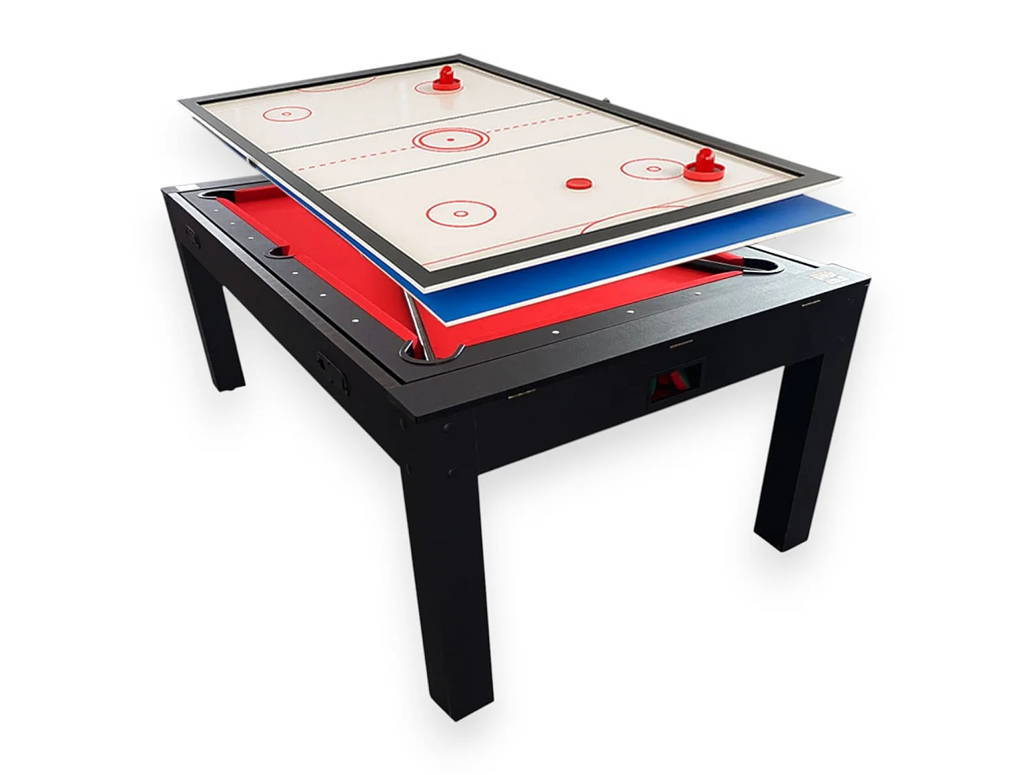 Table Multi-jeux 7 pieds avec billard rouge, air hockey et tennis de table – Rocket