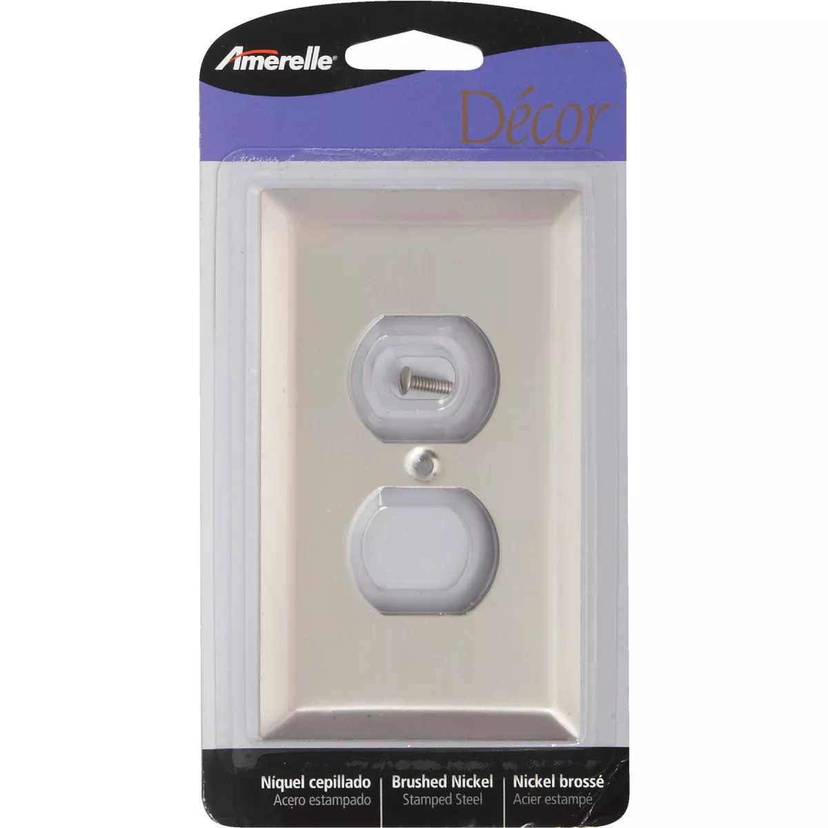Amerelle 1-Gang Stamped Steel Outlet Wall Plate, Brushed Nickel