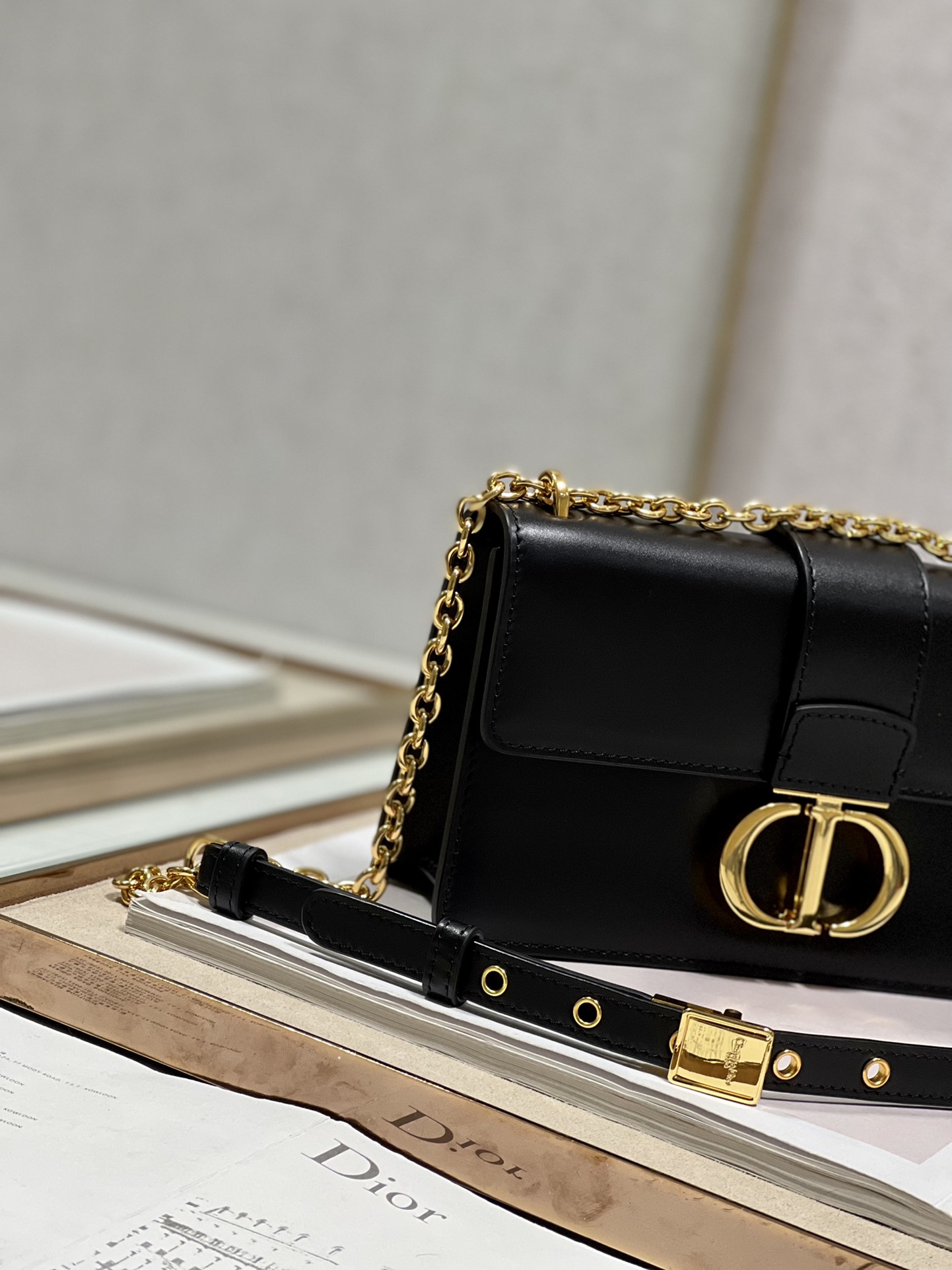 Dior Christian Dior 30 Montaigne East West Bag With Chain Black For Women 8.5in/21.5cm1:1High-quality replica