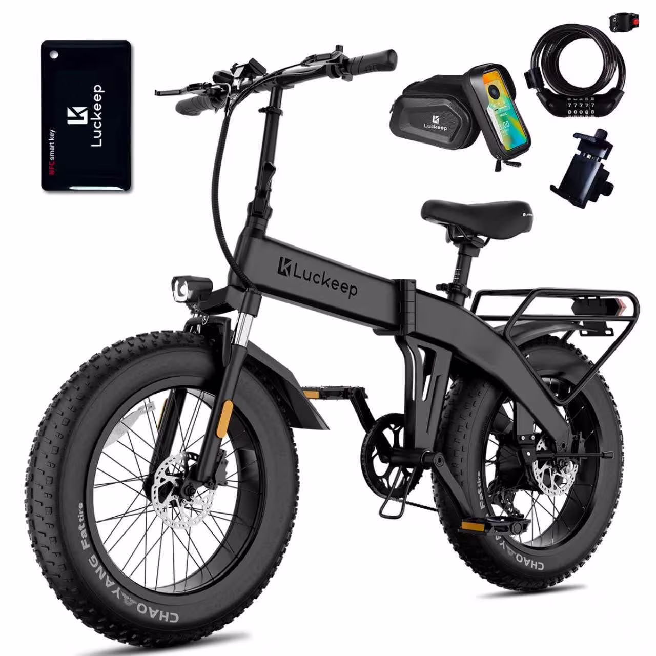 Luckeep X1 Lite Foldable Electric Bike for Adults 1500W Peak Motor,720WH Removable Battery,28MPH 60 Miles Long Range,20"*4" Fat Tire All-Terrain E-bike with Front Suspension,Mountain Electric Bicycle - Image 5