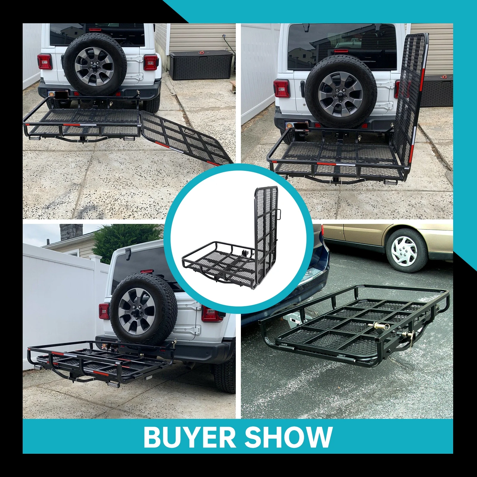 Kojem Electric Wheelchair Scooter Hitch Mount Folding Carrier Rack with Mobility Disability Medical Ramp 2