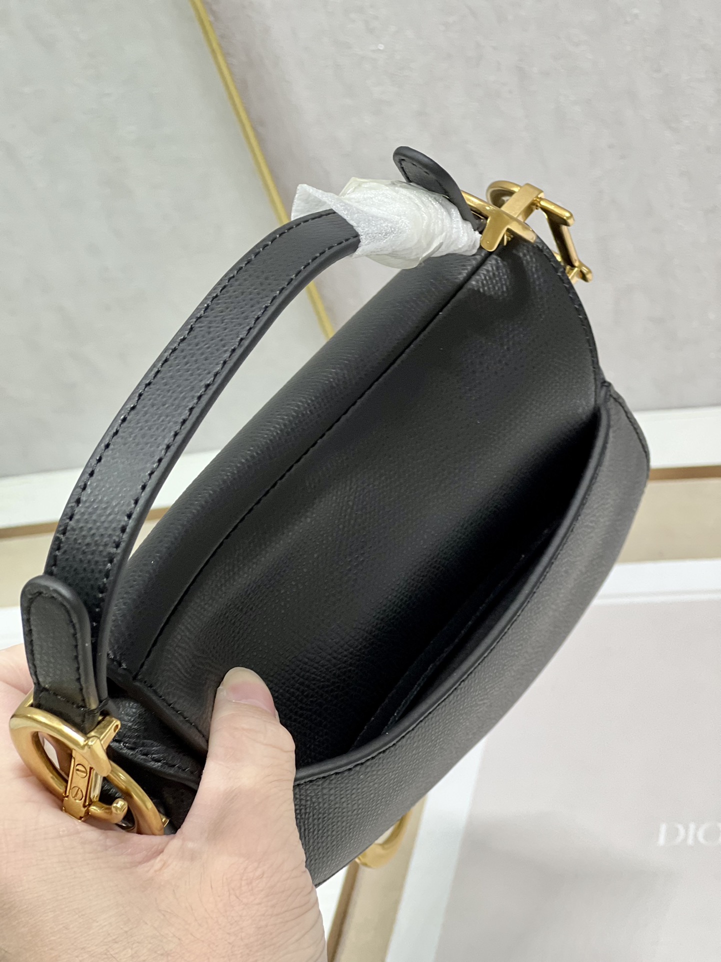 Dior Christian Dior Mini Saddle Bag With Strap Black For Women 7.5in/19cm1:1High-quality replica