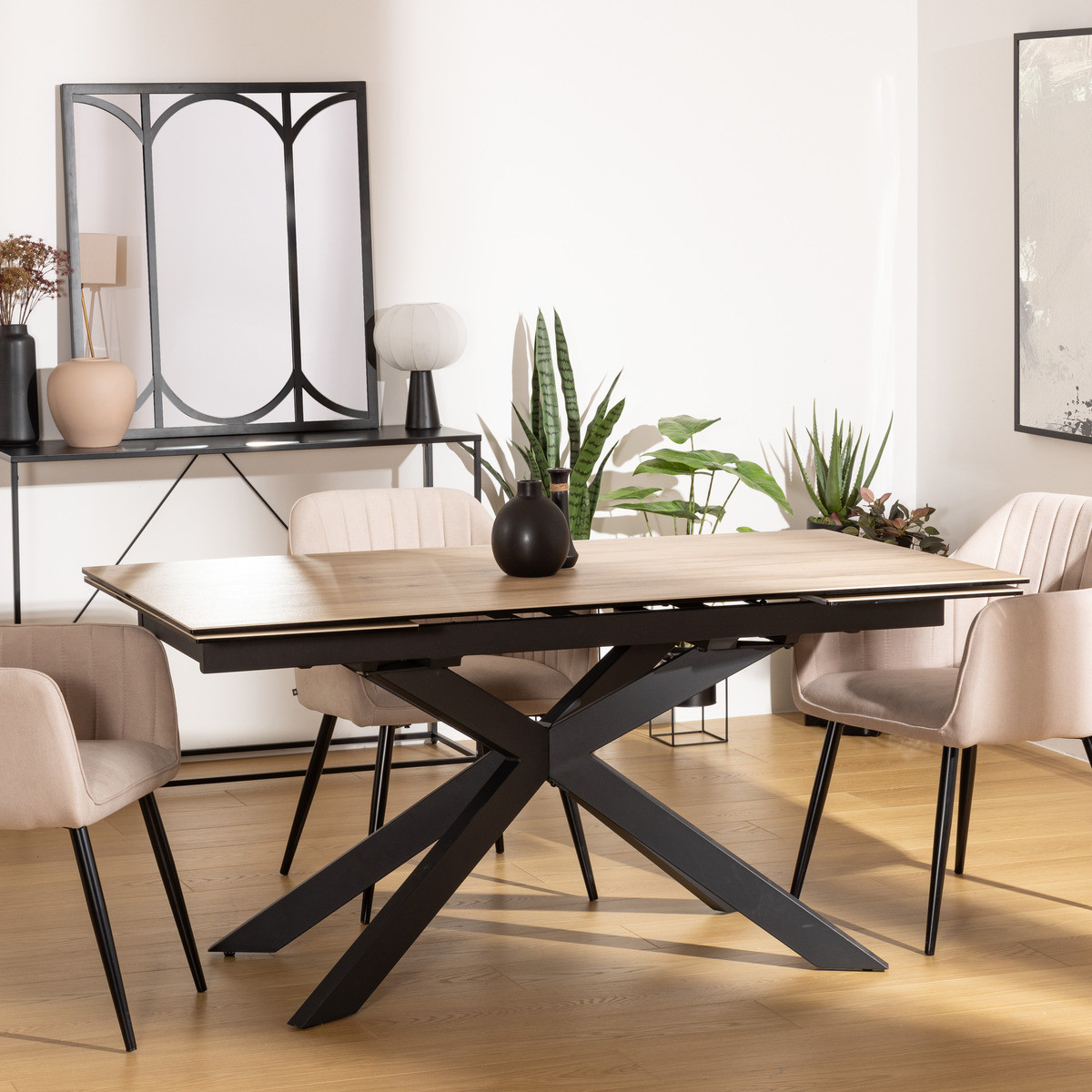 Extendable dining table "Boot" Beige, 160/240x90x76 cm