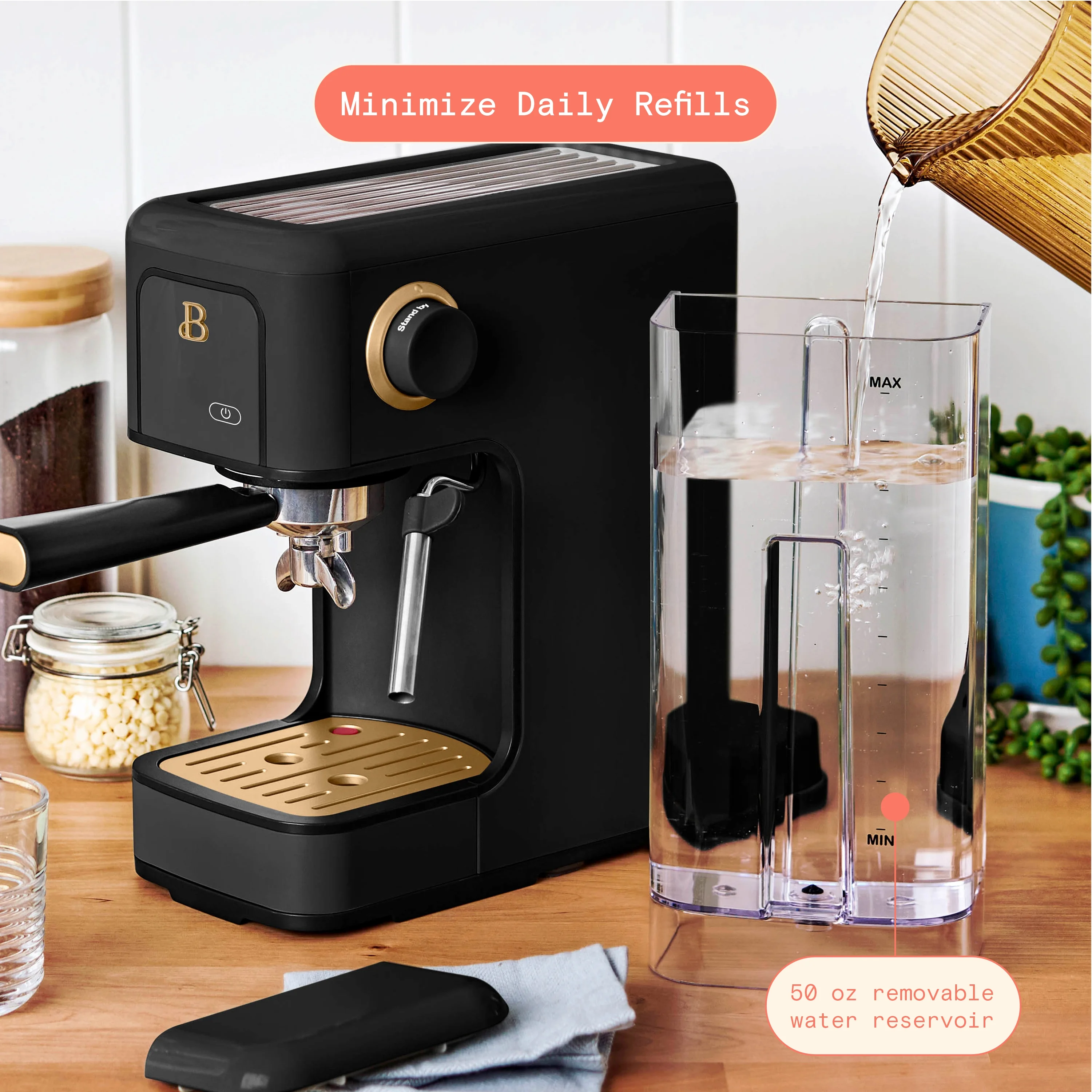 Beautiful Slim Espresso Machine with 20-Bar Pressure, Black Sesame by Drew Barrymore - Image 16