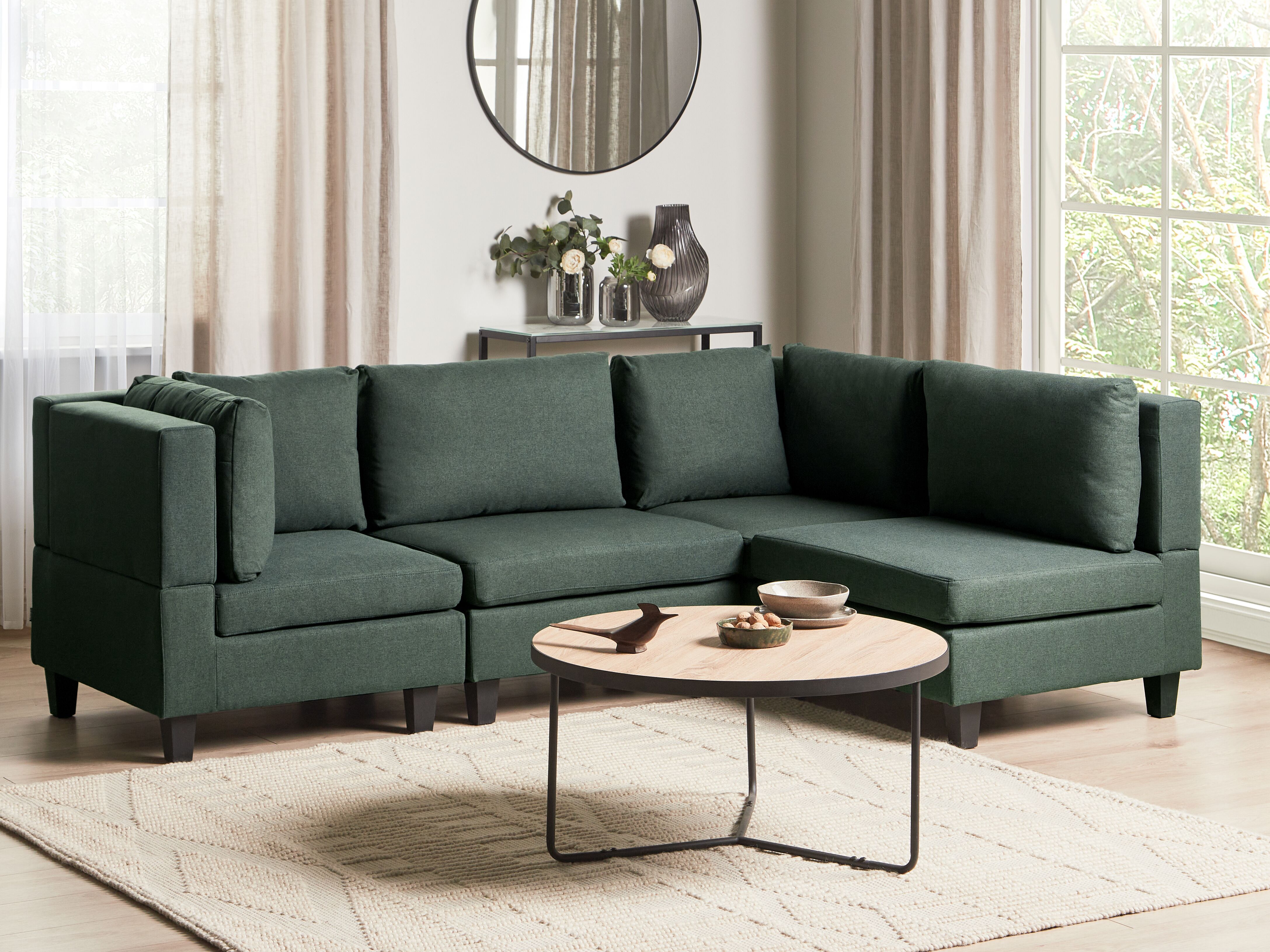Modular Corner Sofa 4 Seater UNSTAD Fabric Dark Green Left Hand