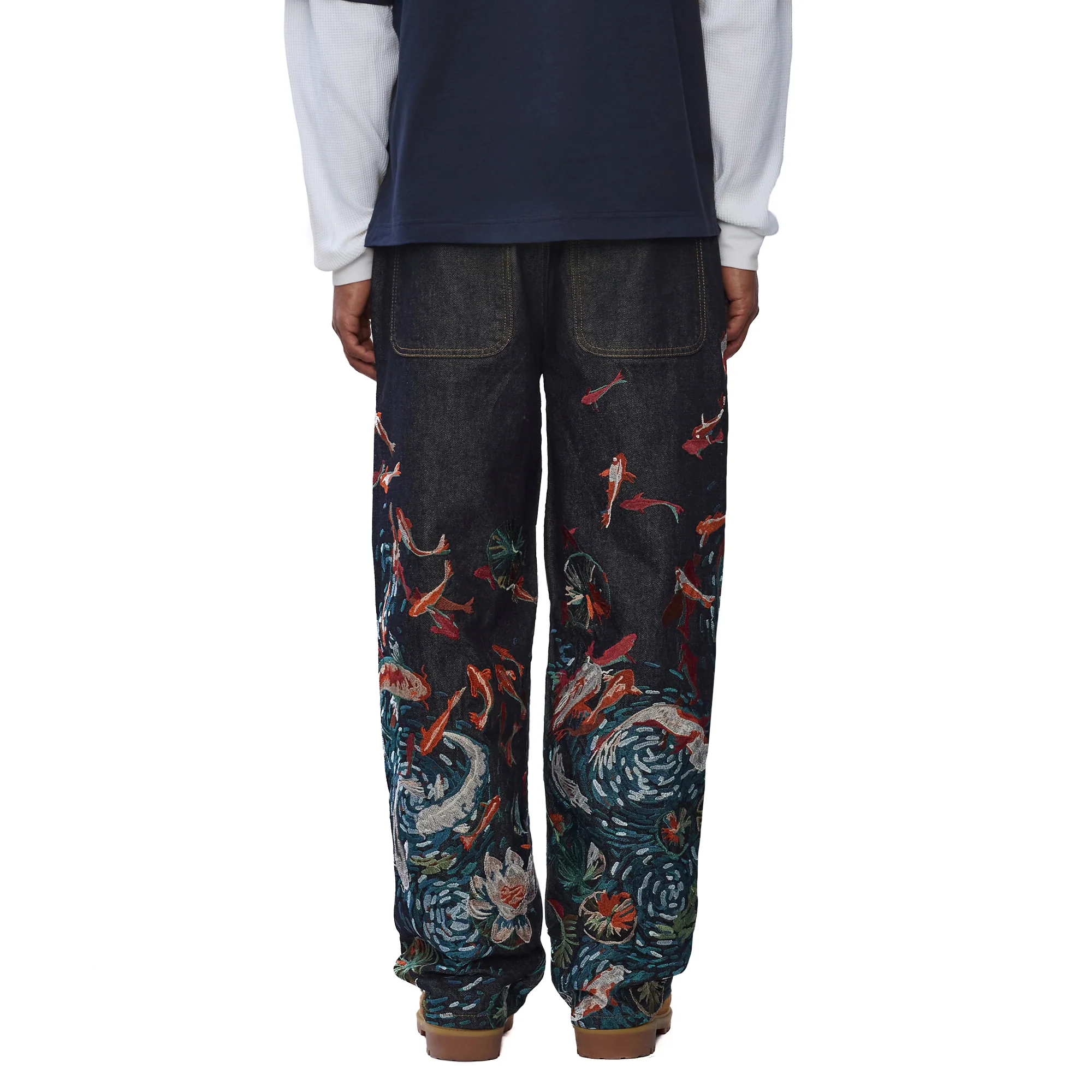 "koi pond" indigo raw Denim