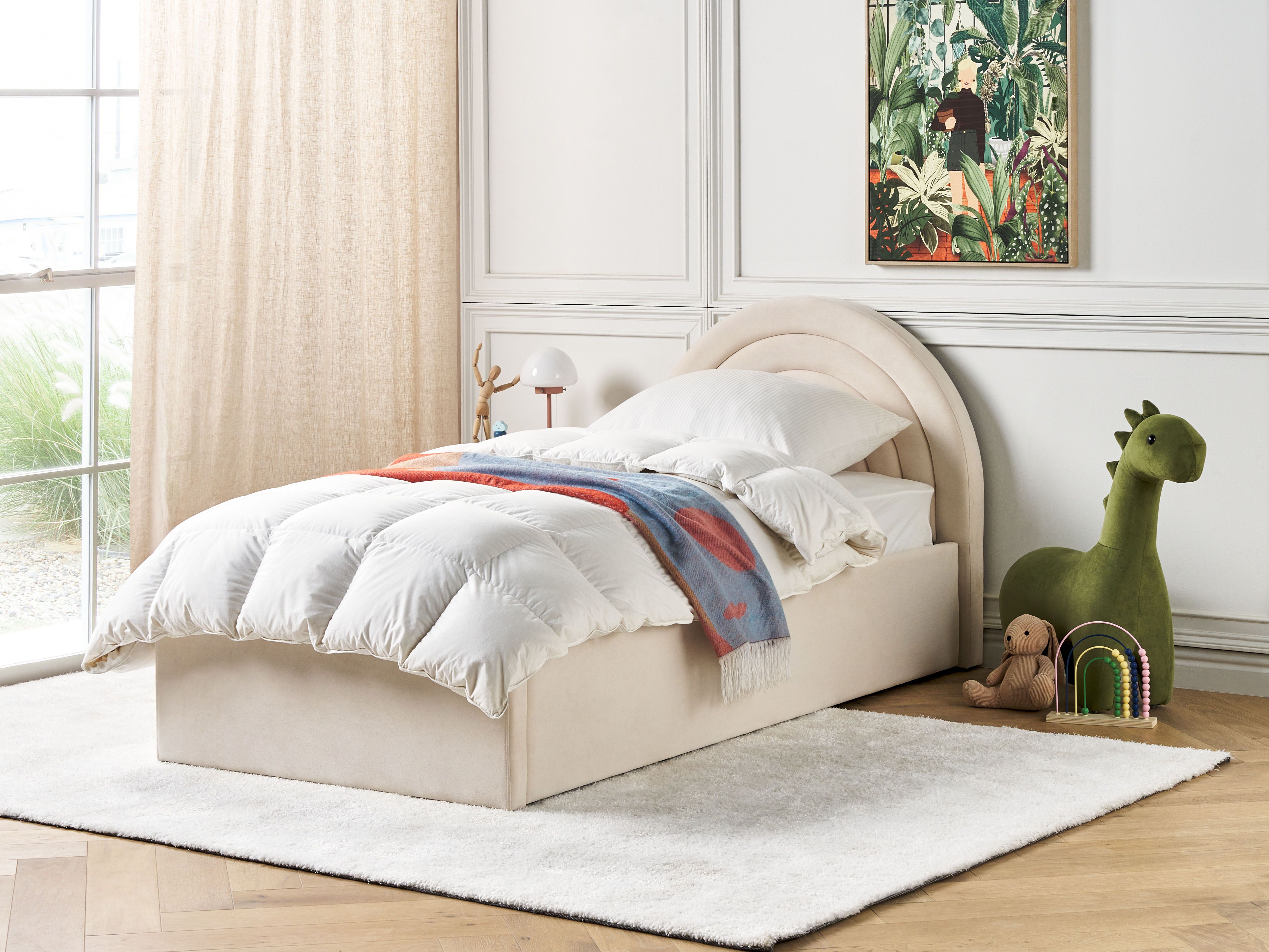 Kids Ottoman Bed Velvet ANET 90 x 200 cm (EU Single) Beige