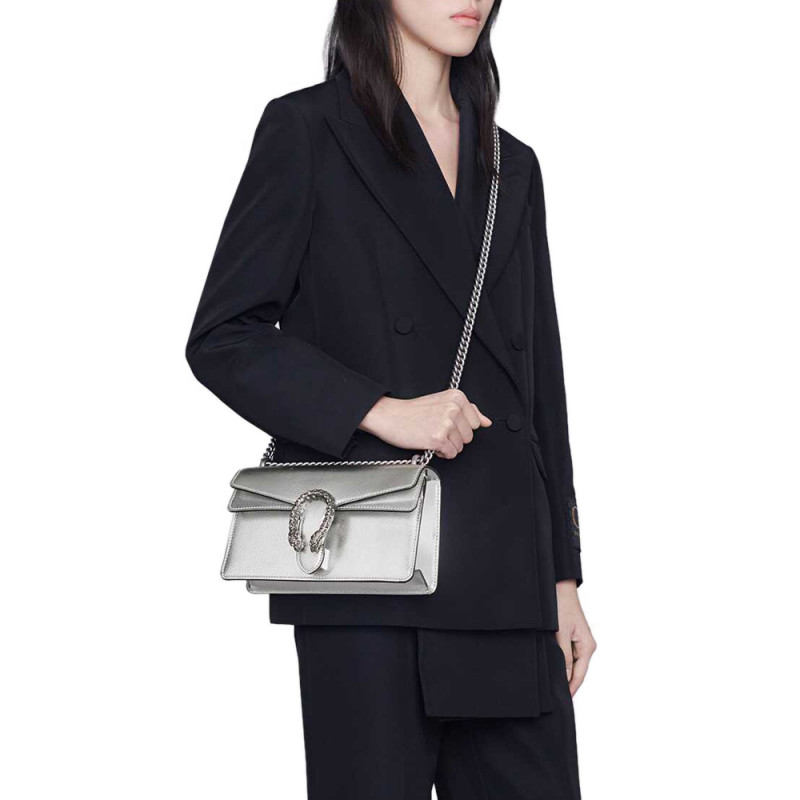 Replica Gucci Dionysus Small Shoulder Bag In Silver Lame Leather 4996231:1High-quality replica