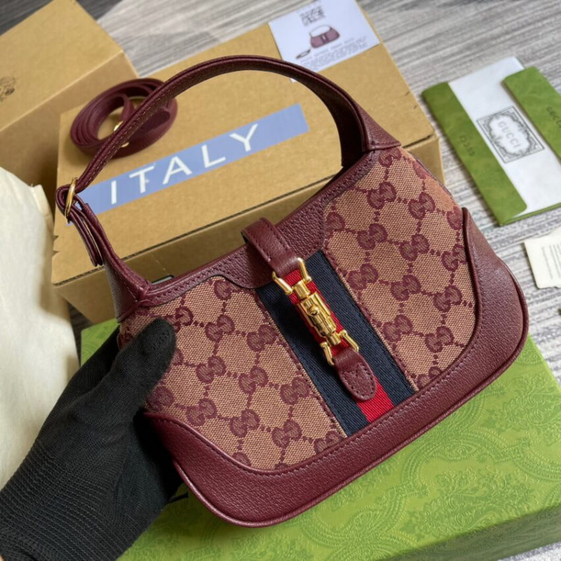 Replica Gucci Jackie 1961 Mini Shoulder Bag 637092 In Burgundy Gg Canvas1:1High-quality replica