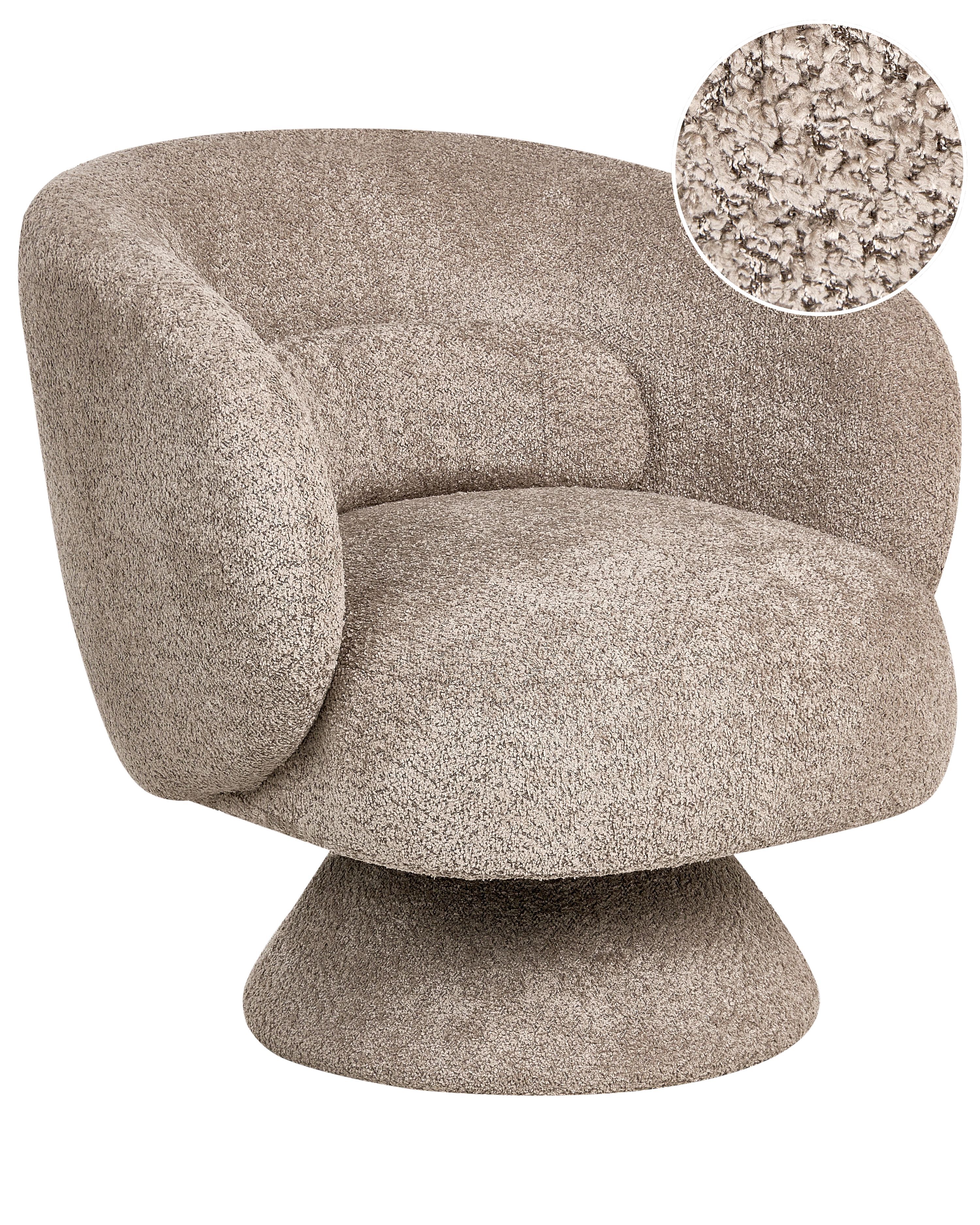 Swivel Armchair LIEKSA Boucle Beige
