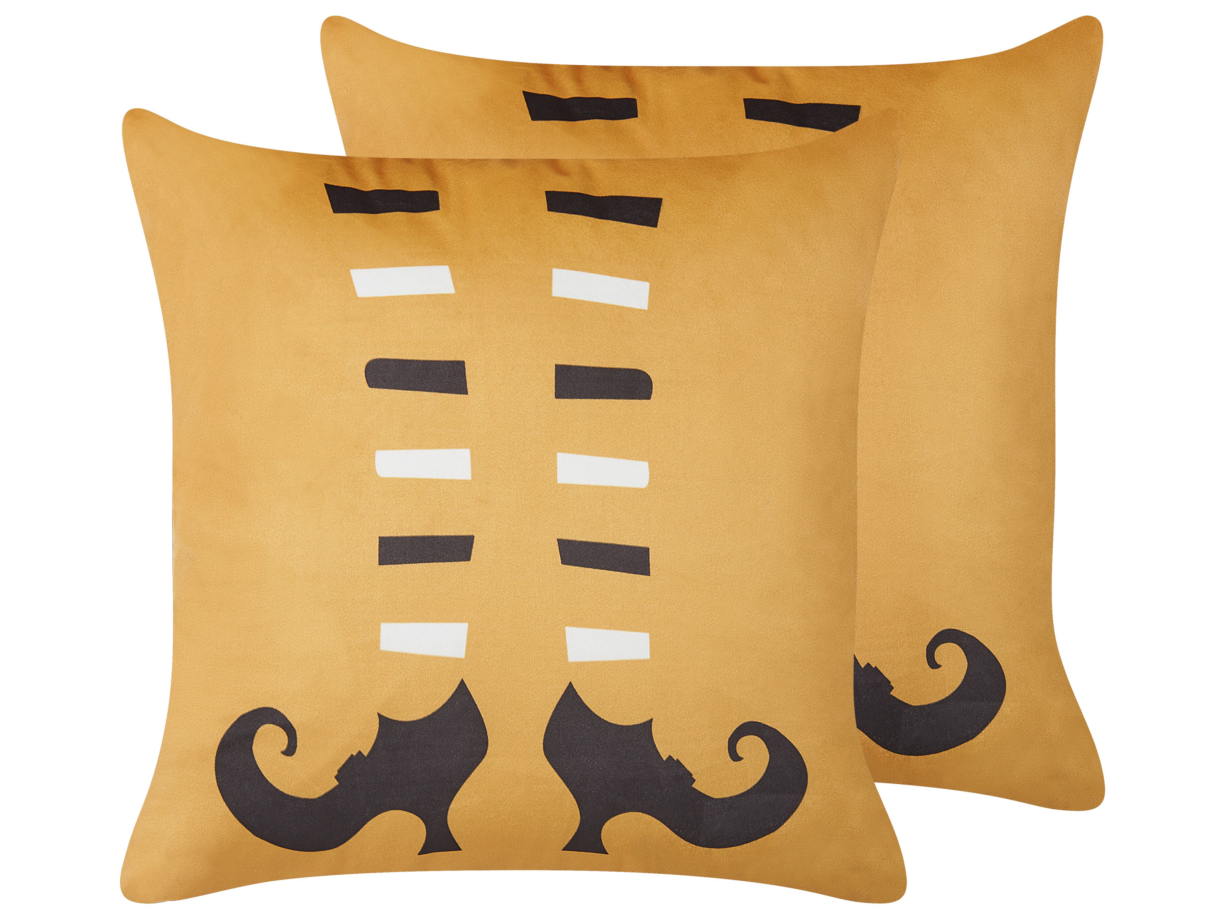 Set of 2 Decorative Cushions COVASNA Velvet 45 x 45 cm Orange Abstract Pattern