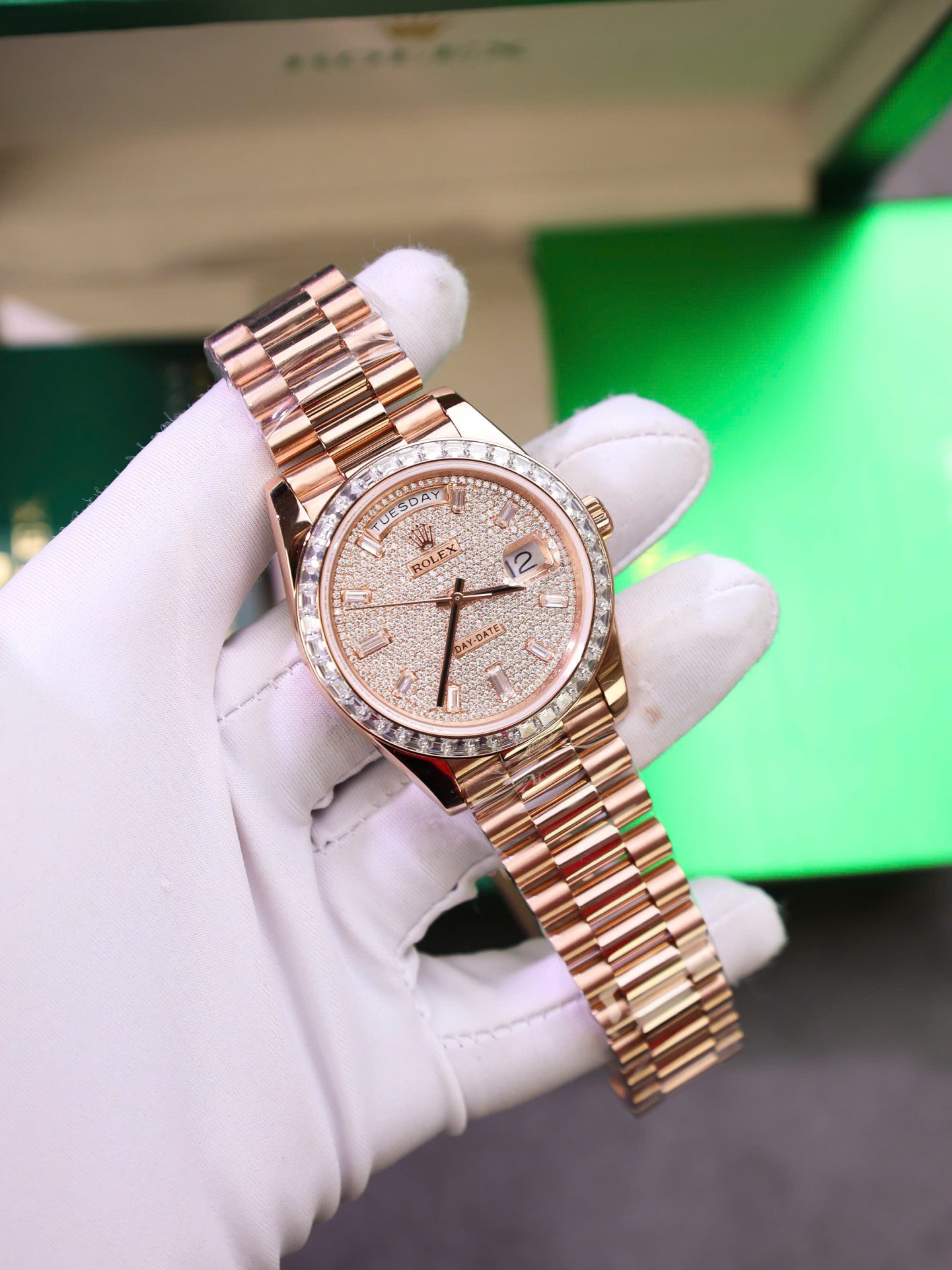 Rolex Best Copies Watches Day-Date Custom Diamonds Moissanite + Gold Wrapped GMF 40mm - Top club