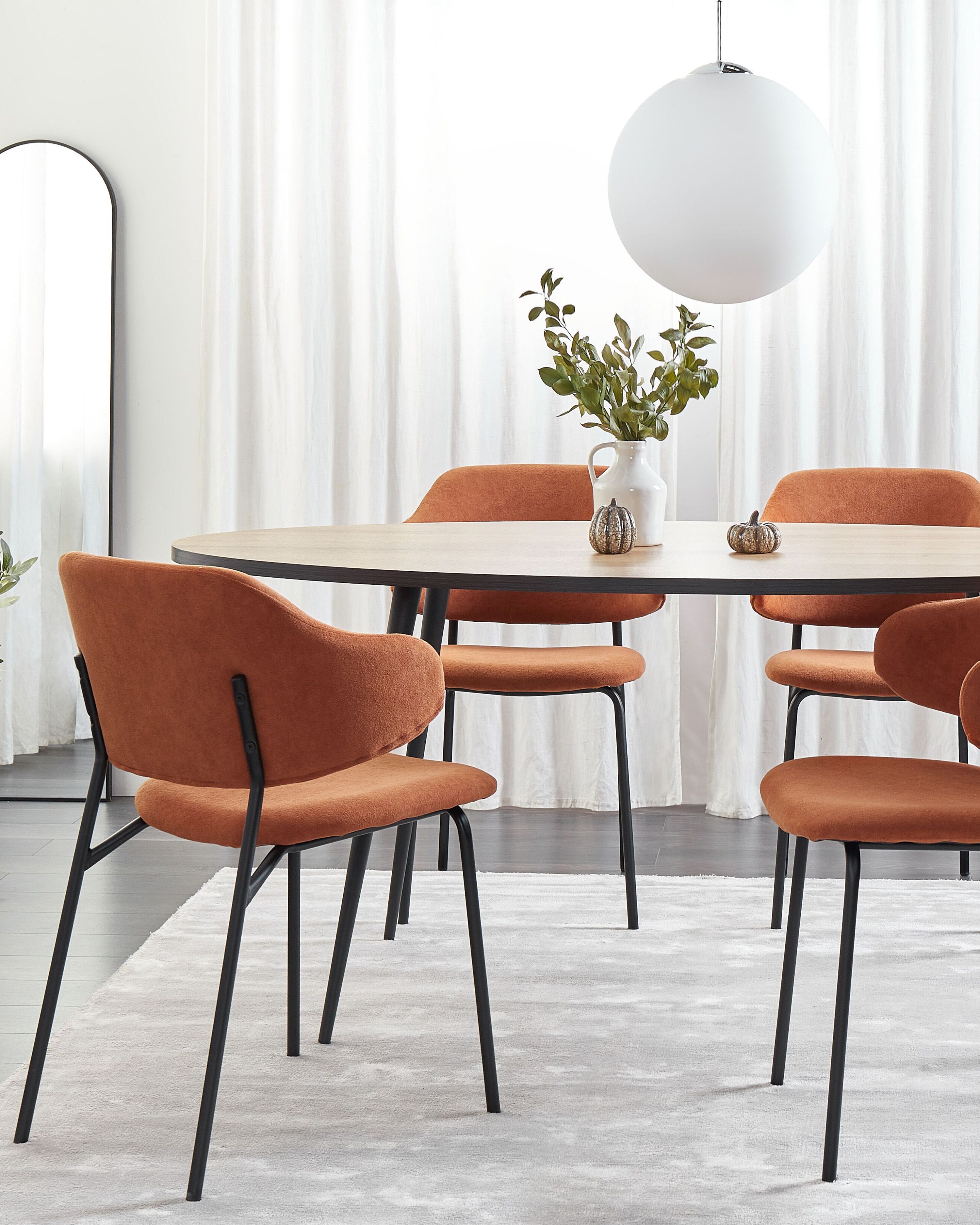 Set of 2 Dining Chairs KENAI Fabric Orange