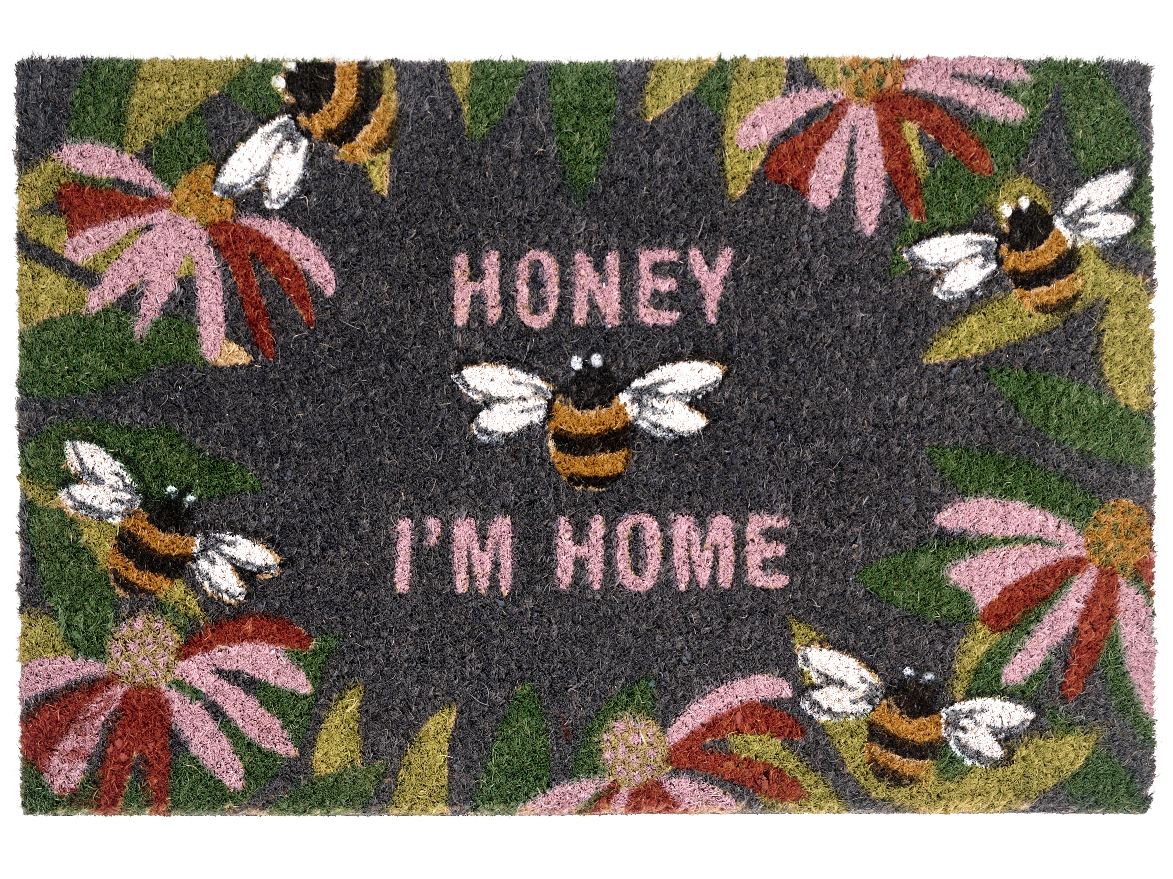 Doormat INIGOK Multicolour 40 x 60 cm Text Bee Coir