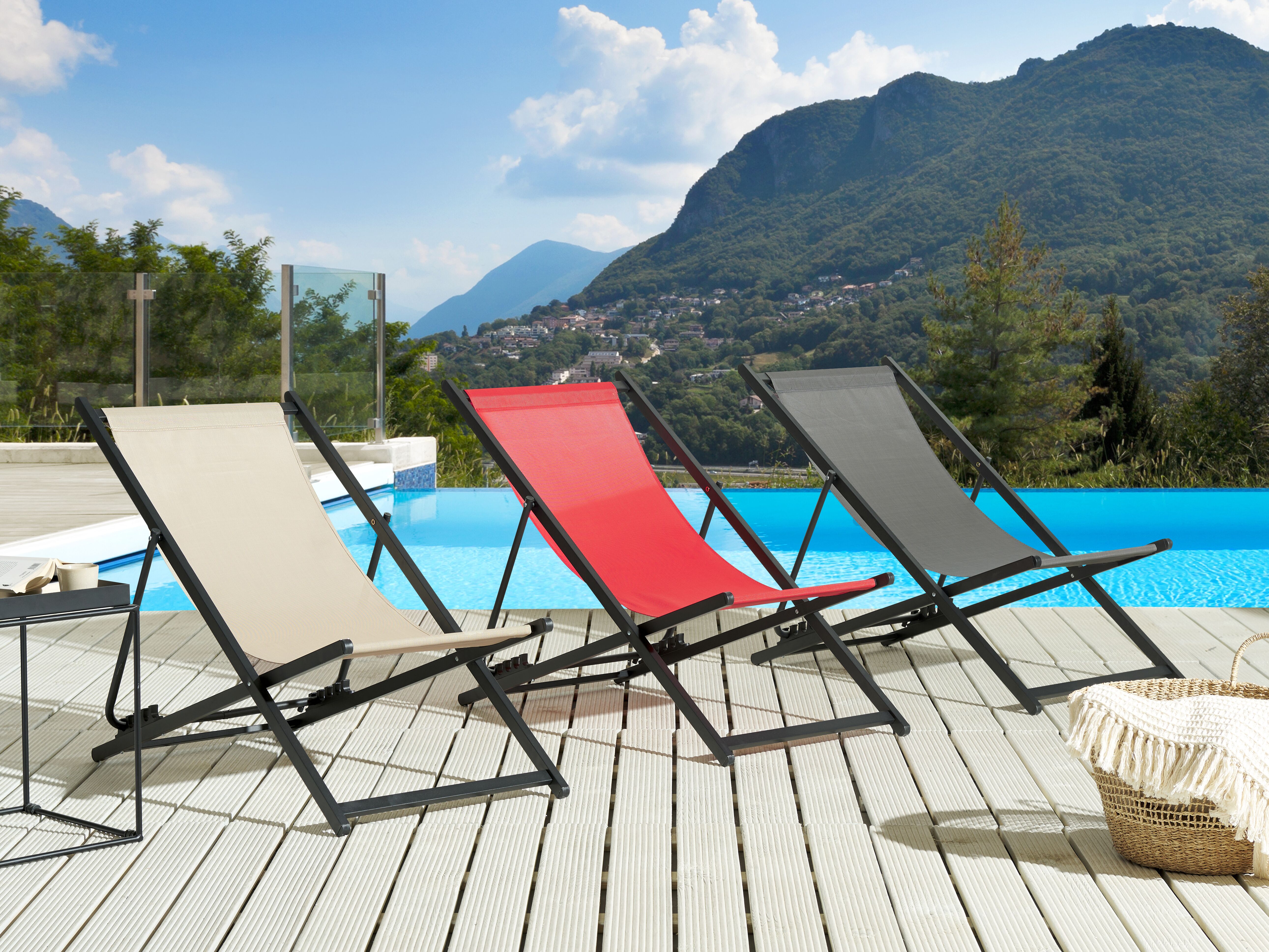 Folding Deck Chair LOCRI II Metal Beige