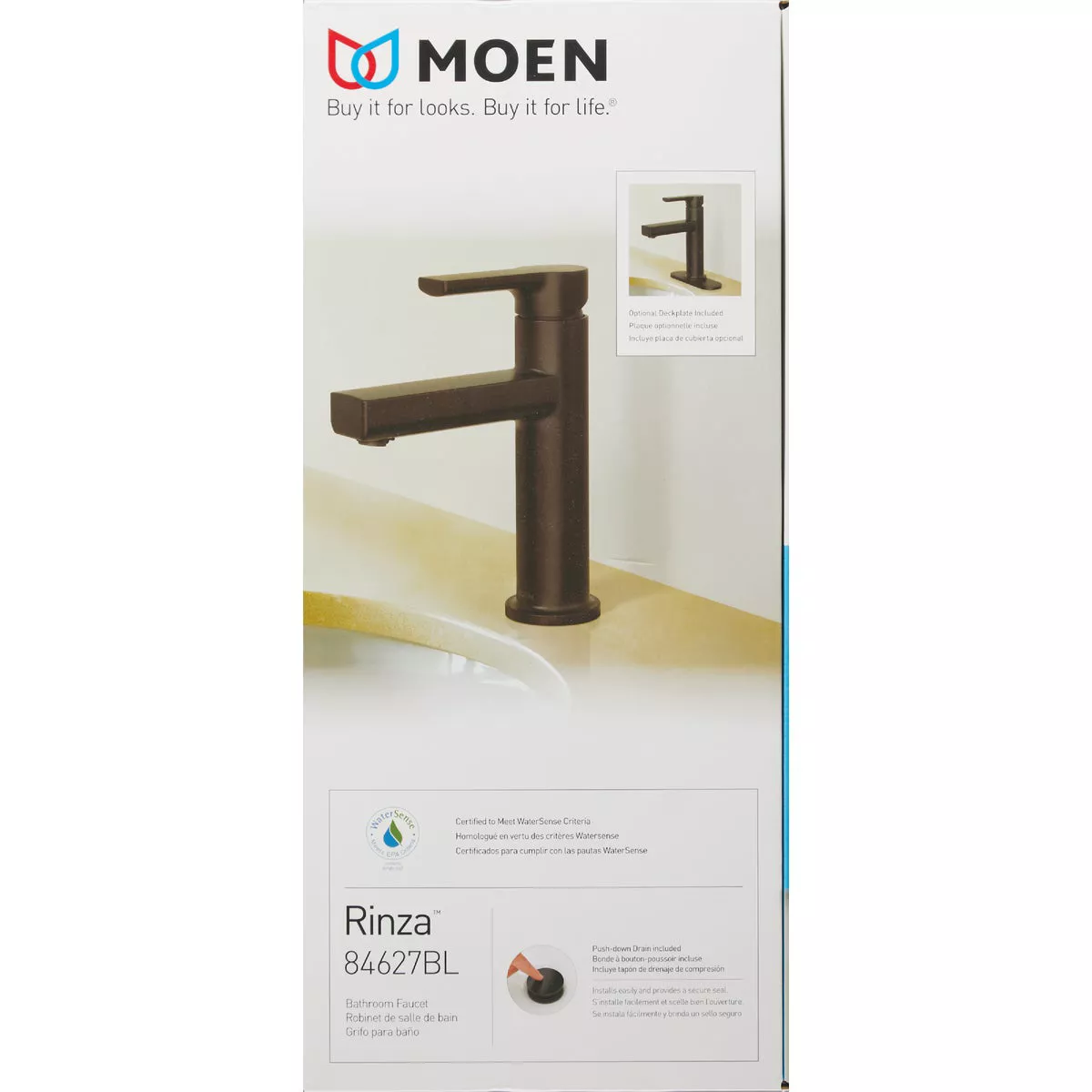 Moen Rinza 1-Handle Lever Centerset Bathroom Faucet, Matte Black