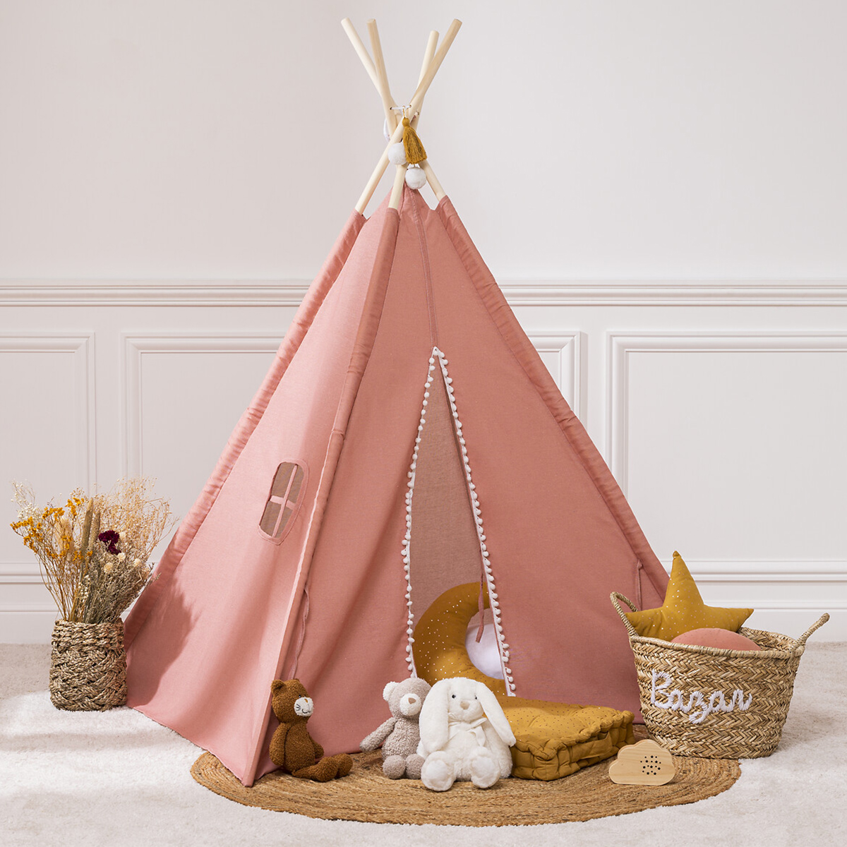 Kids tepee "Wapi" Pink, H.160 cm
