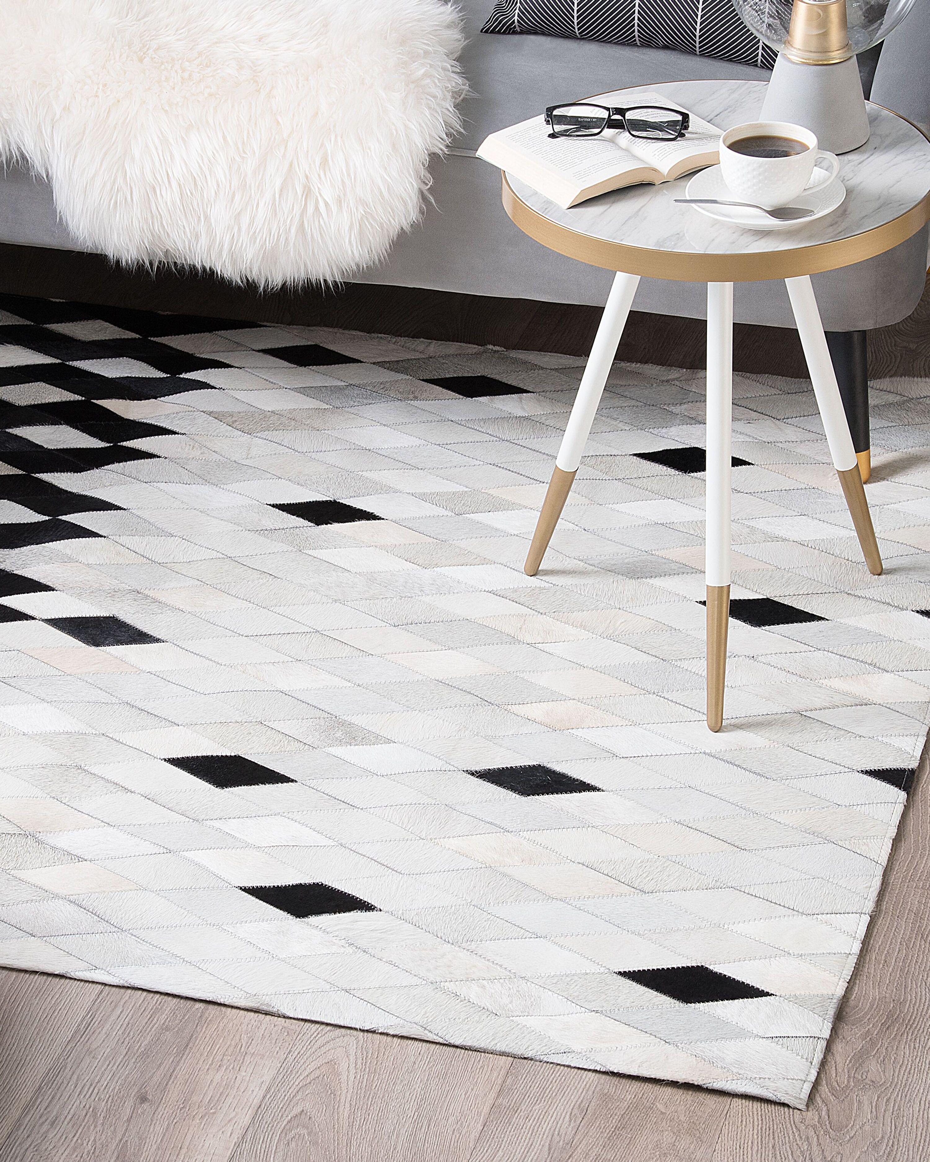 Rug MALDAN Black 160 x 230 cm Leather