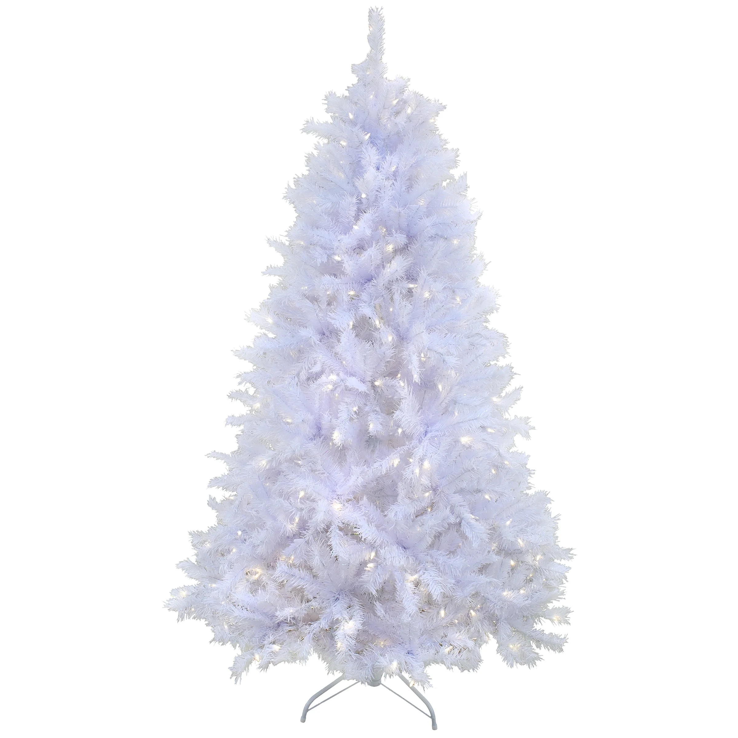 6.5 ft. Pre-Lit Artificial Millville Christmas Tree, White, 400 Warm White LED Lights, PowerConnect System, Includes Stand