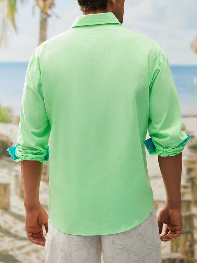 Cotton Botanical Contrast Long Sleeve Shirt