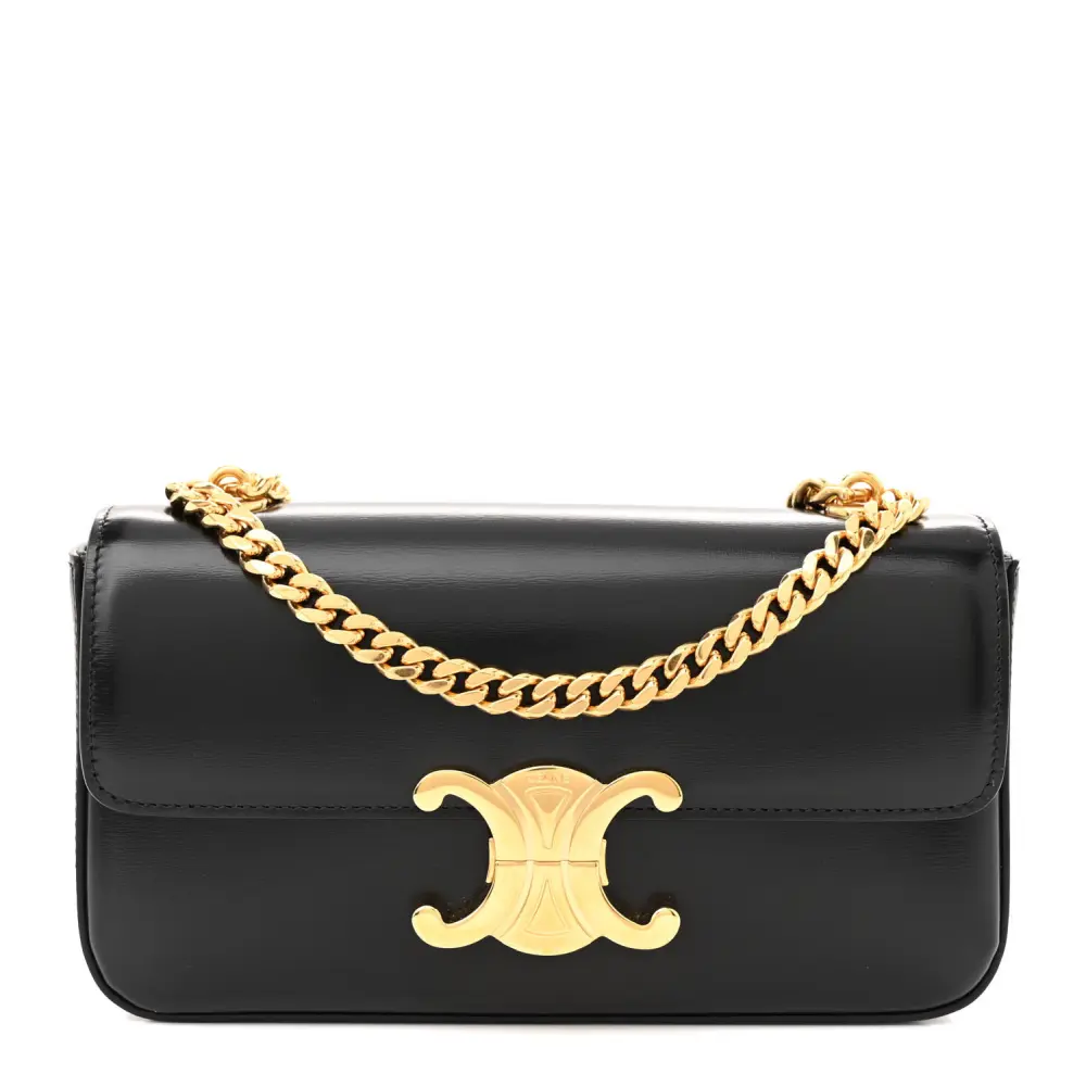 Replica Celine Black Small Triomphe Shoulder Bag with Gold Hardware1:1High-quality replica
