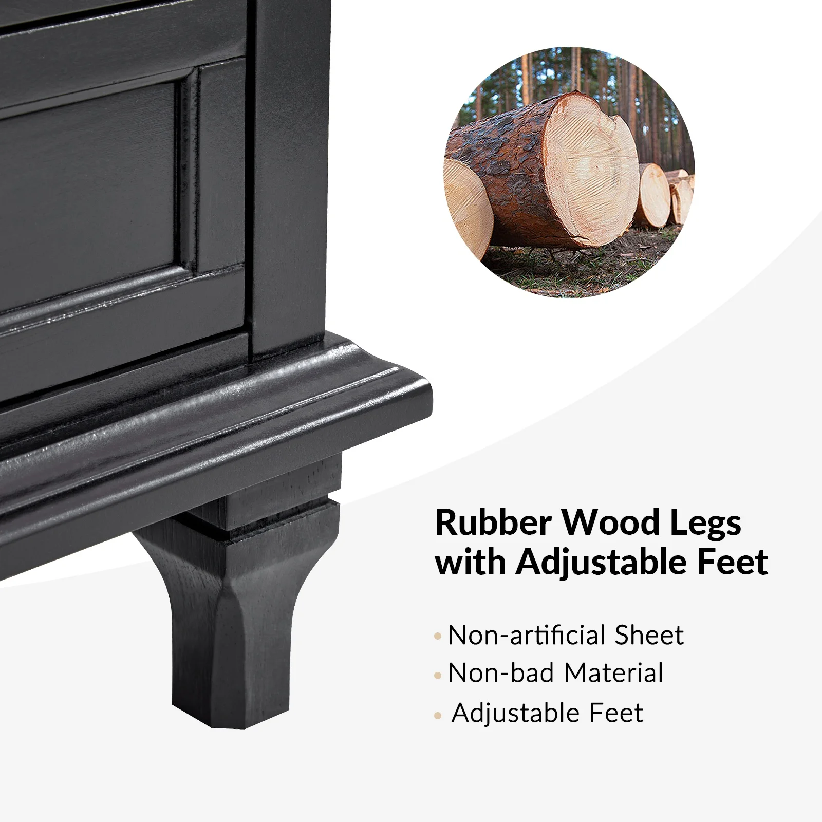 Farmhouse 3 Drawers Nightstand with Tray Bedside Table with Charging Station Acorn - Image 34